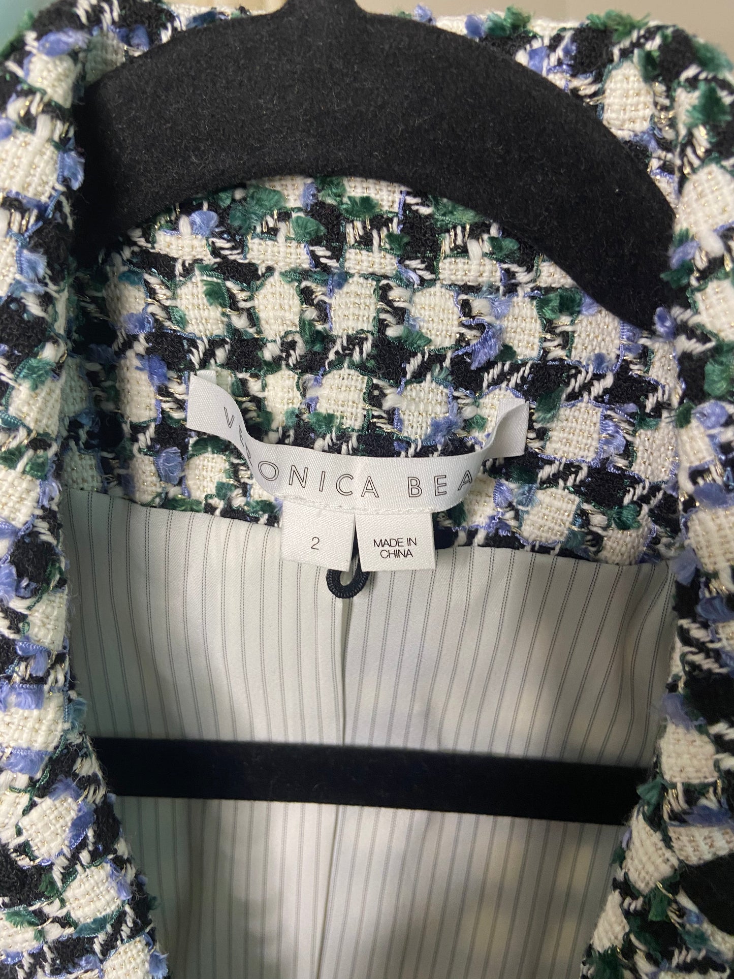 Veronica Beard Diego Tweed Check Dickey Jacket size 2
