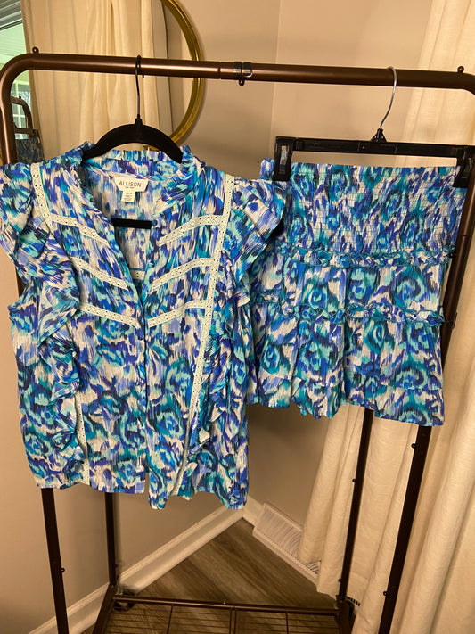 Allison New York Blue Skirt Set size XS
