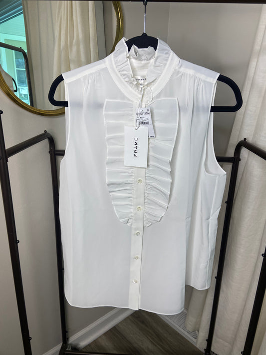 Frame Ruffled Silk Sleeveless Blouse size M