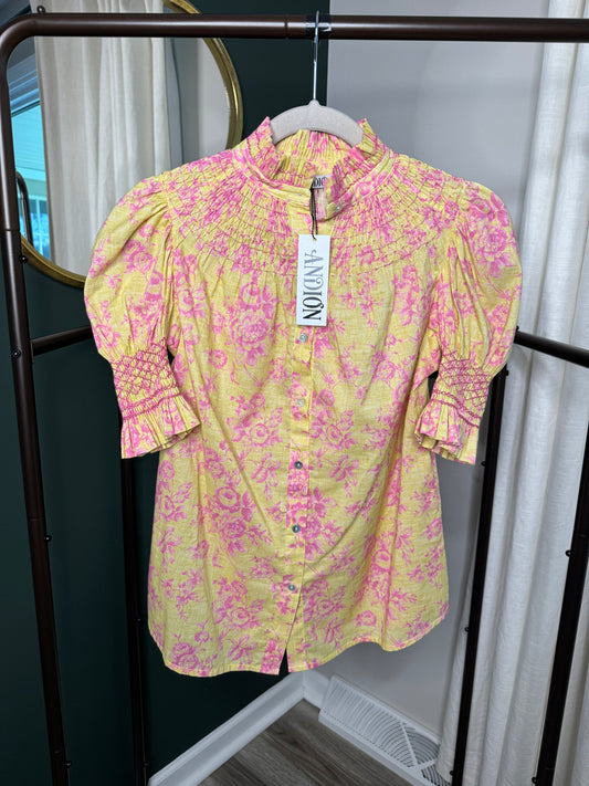 Andion Amelia Pink and Yellow Top size XS