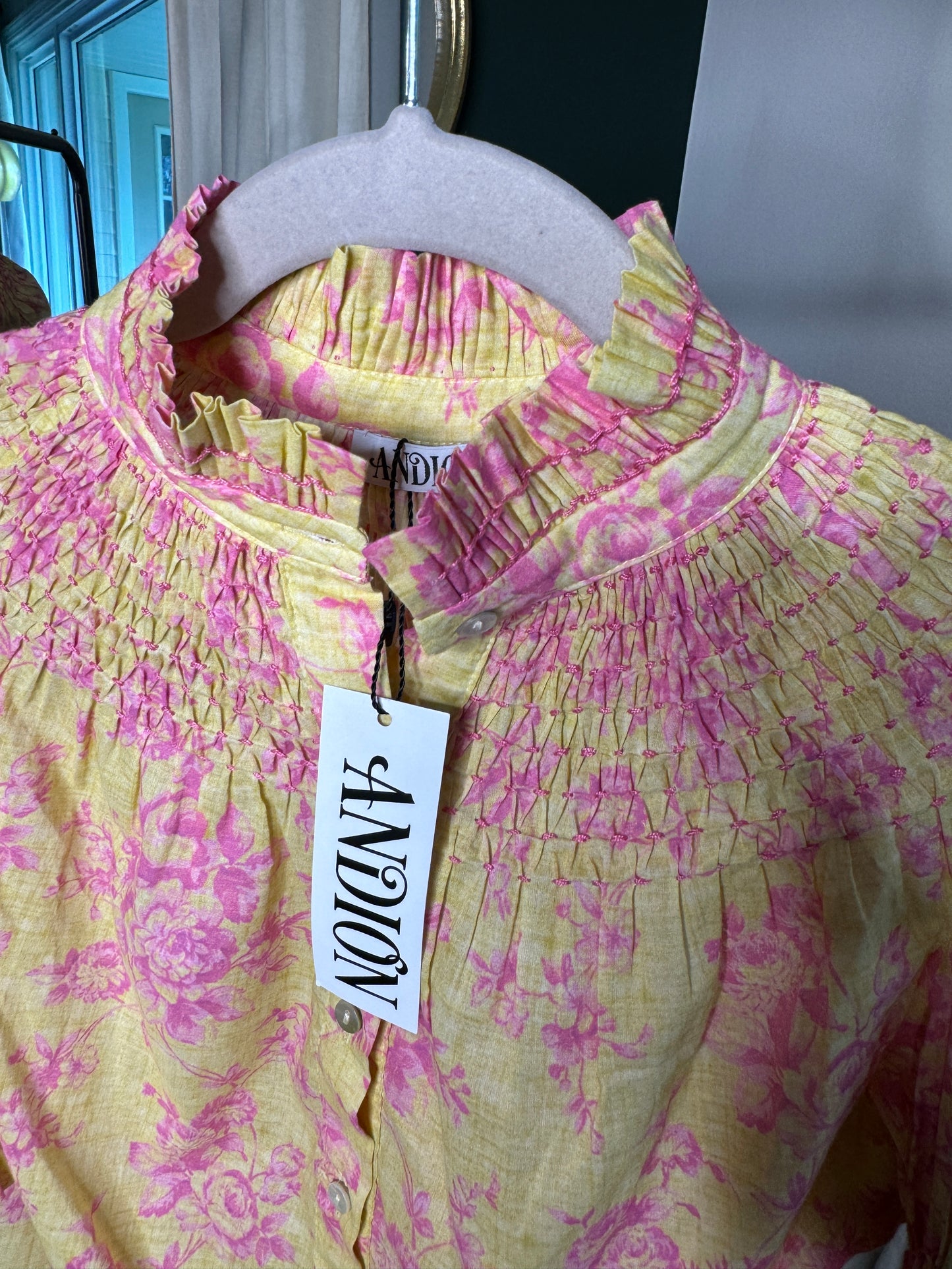 Andion Amelia Pink and Yellow Top size XS