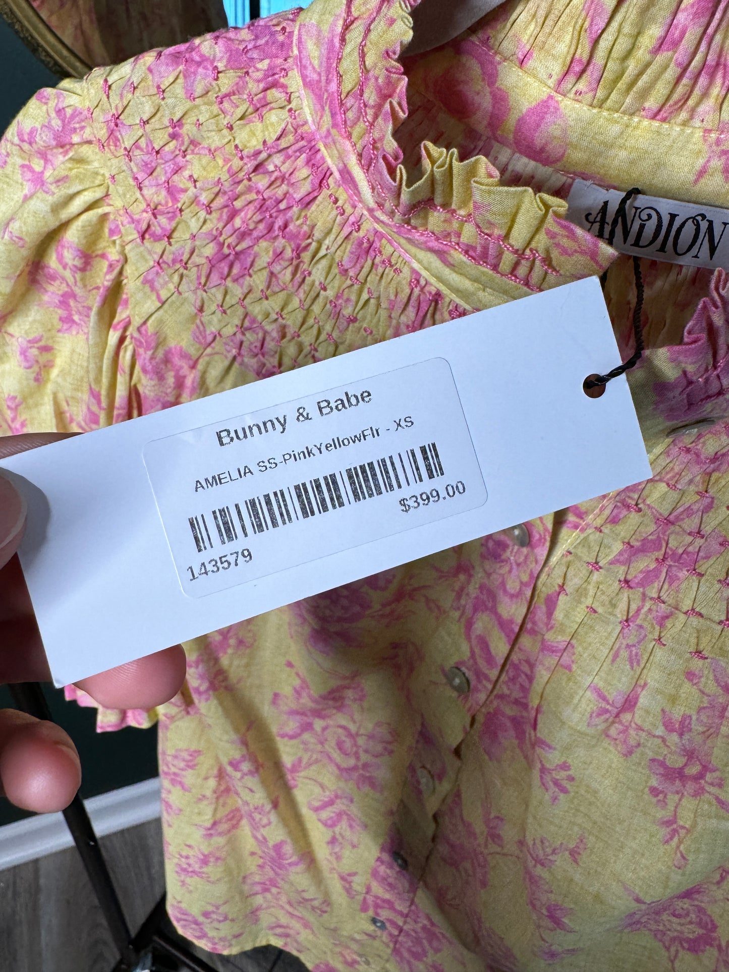 Andion Amelia Pink and Yellow Top size XS