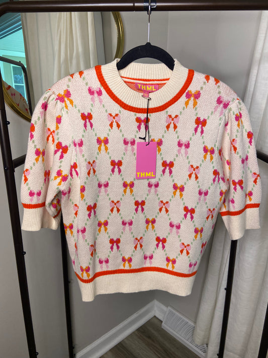 THML Bow Detail Knit Top size S
