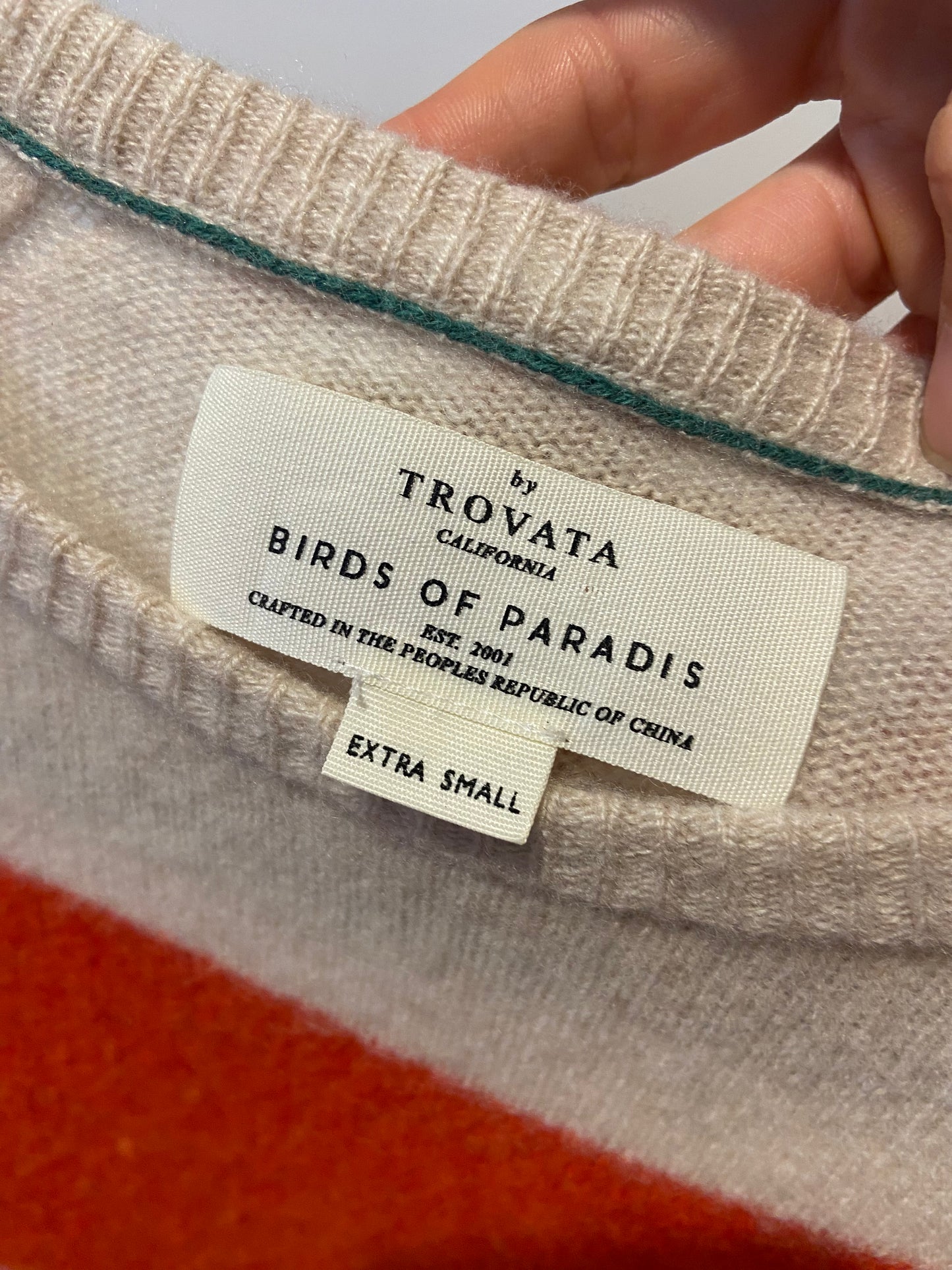 Trovata Birds of Paradis Ryann Stripe Cashmere Sweater size XS