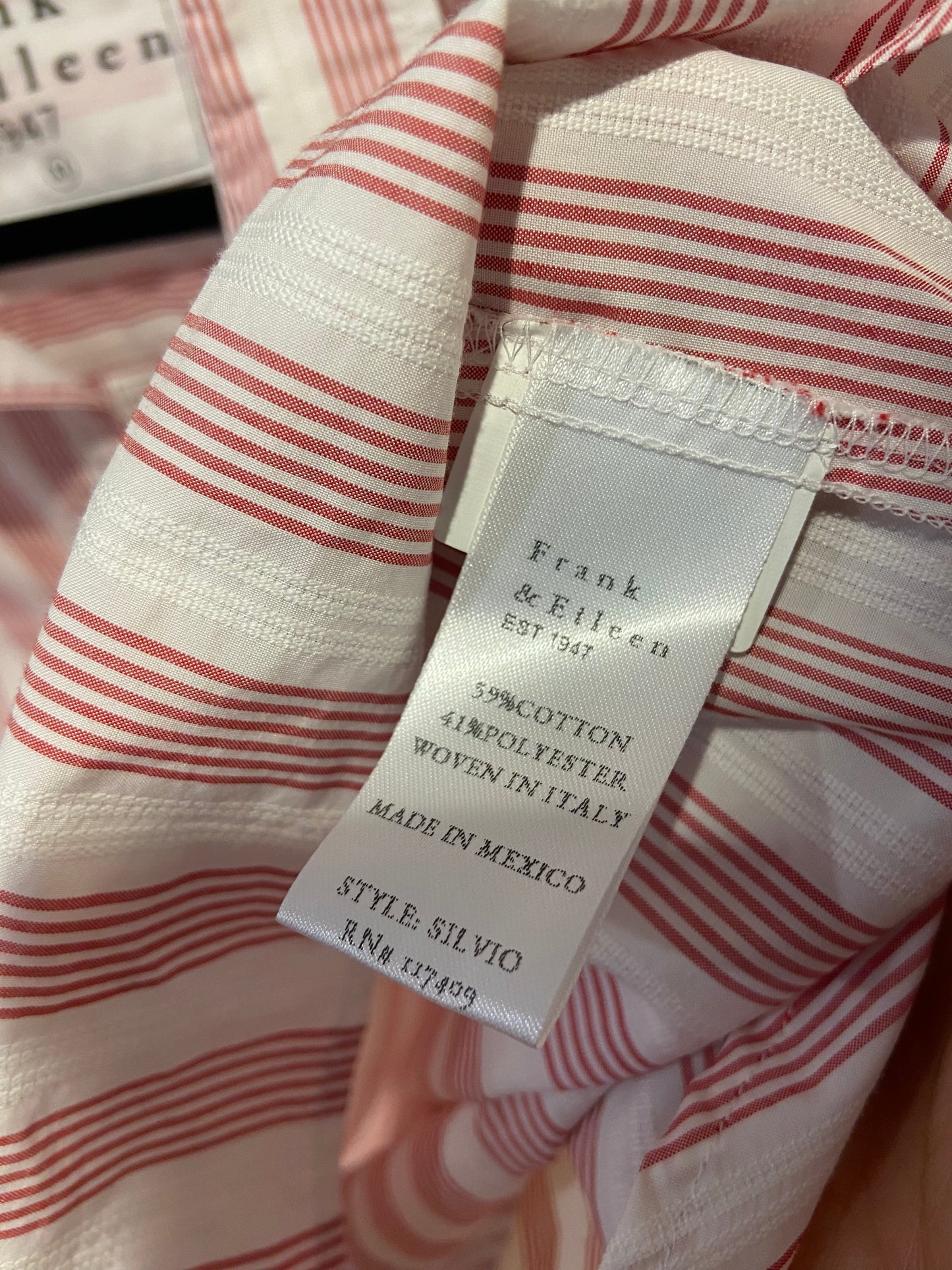 Frank and Eileen Silvio Untuckable Button Up Shirt size XL