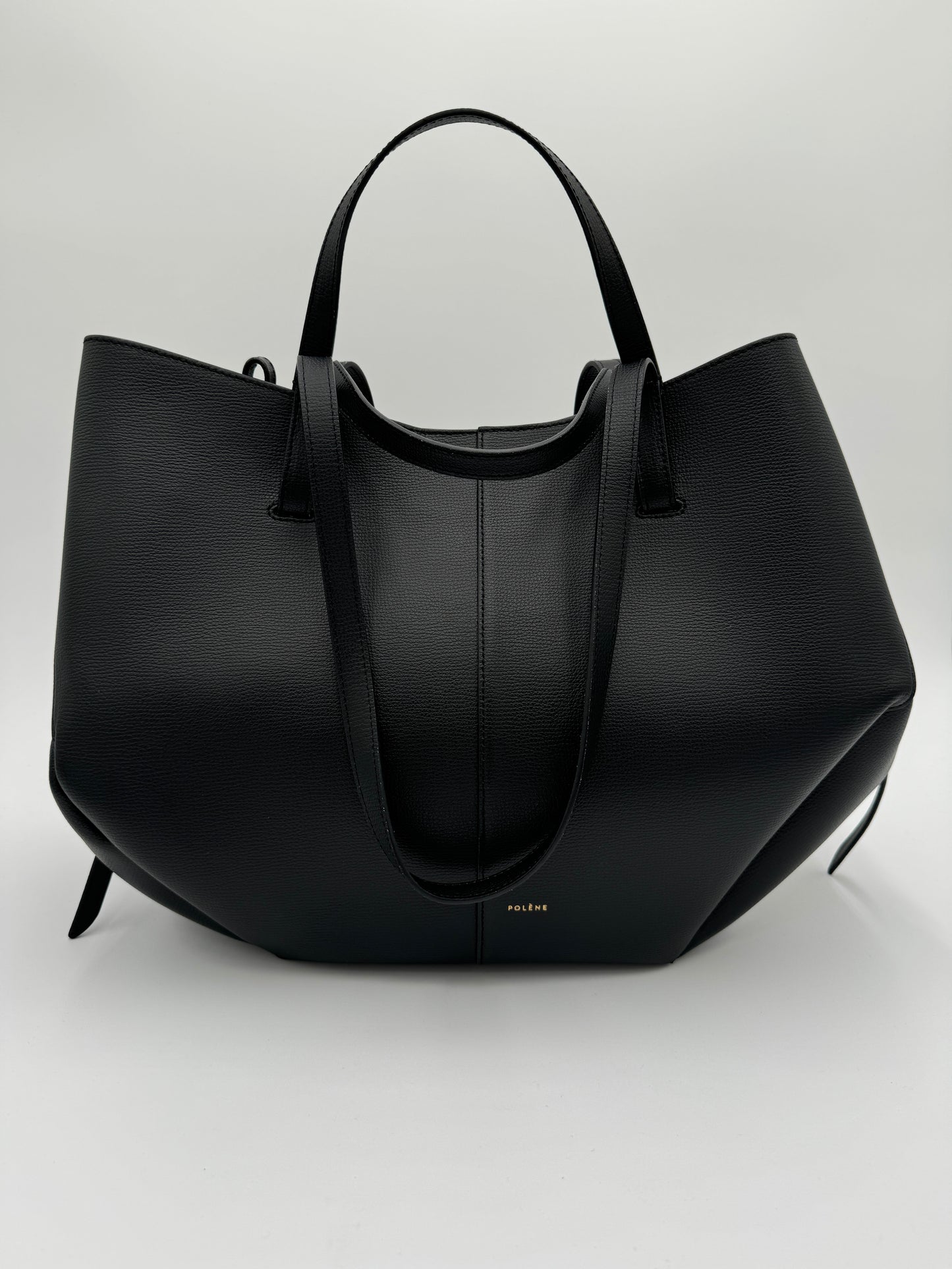 Polene Cyme Textured Black Tote