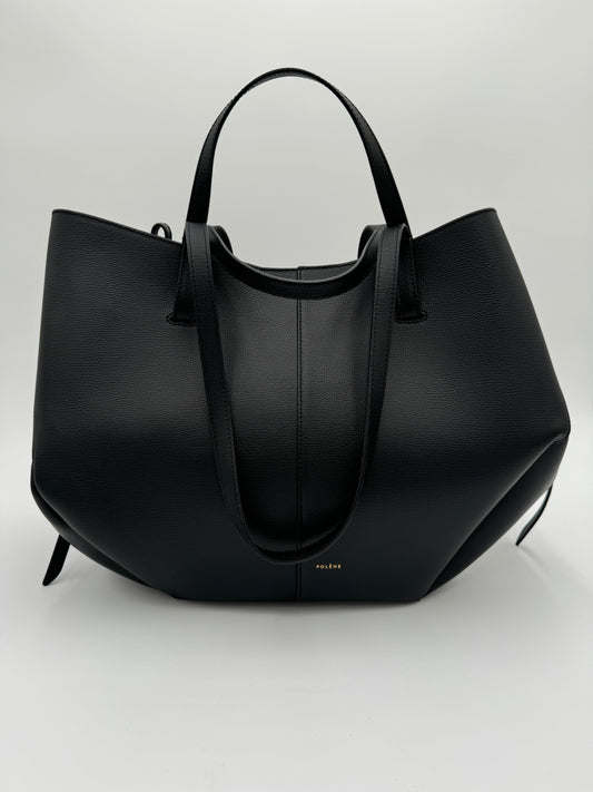 Polene Cyme Textured Black Tote