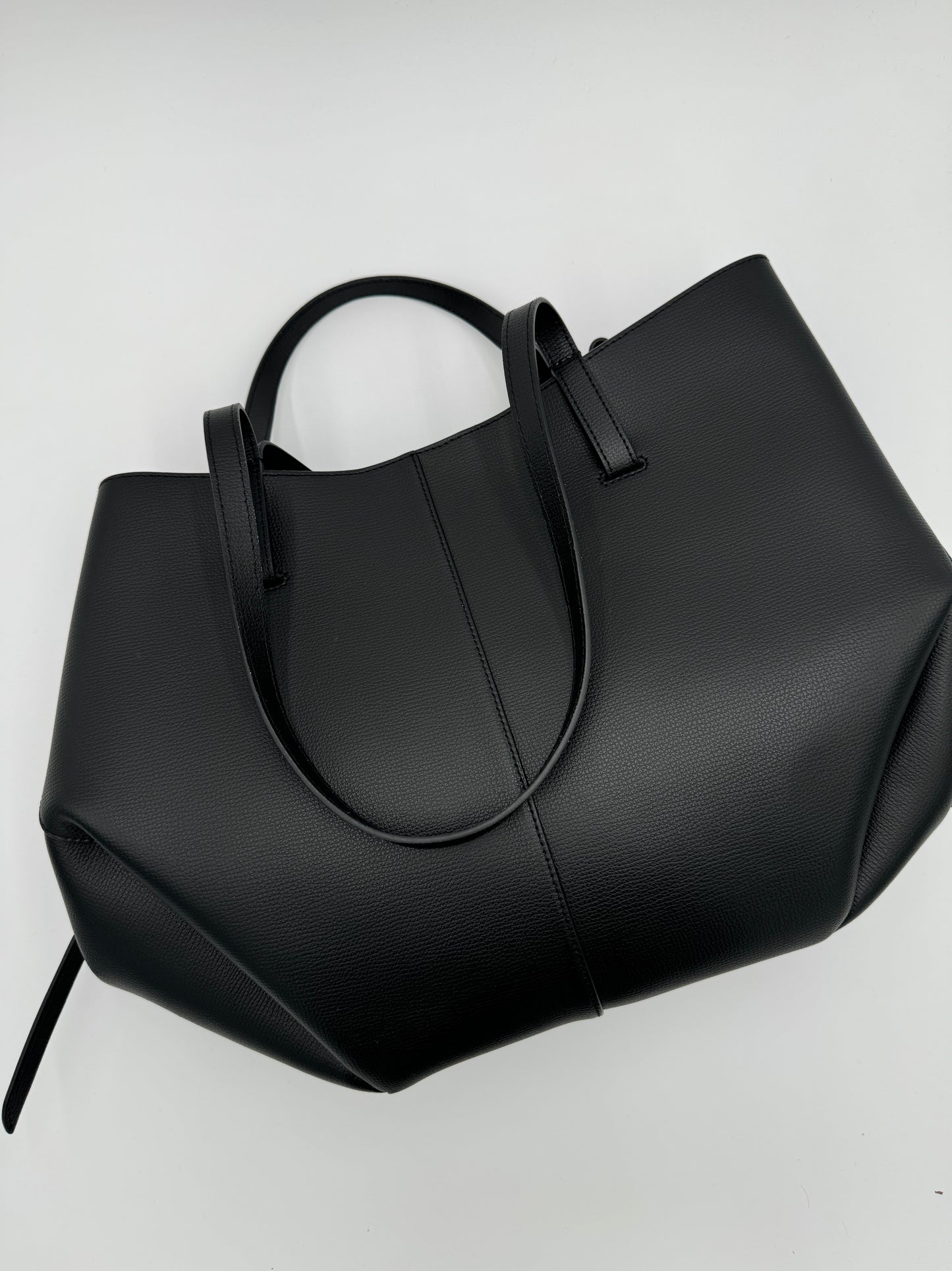 Polene Cyme Textured Black Tote