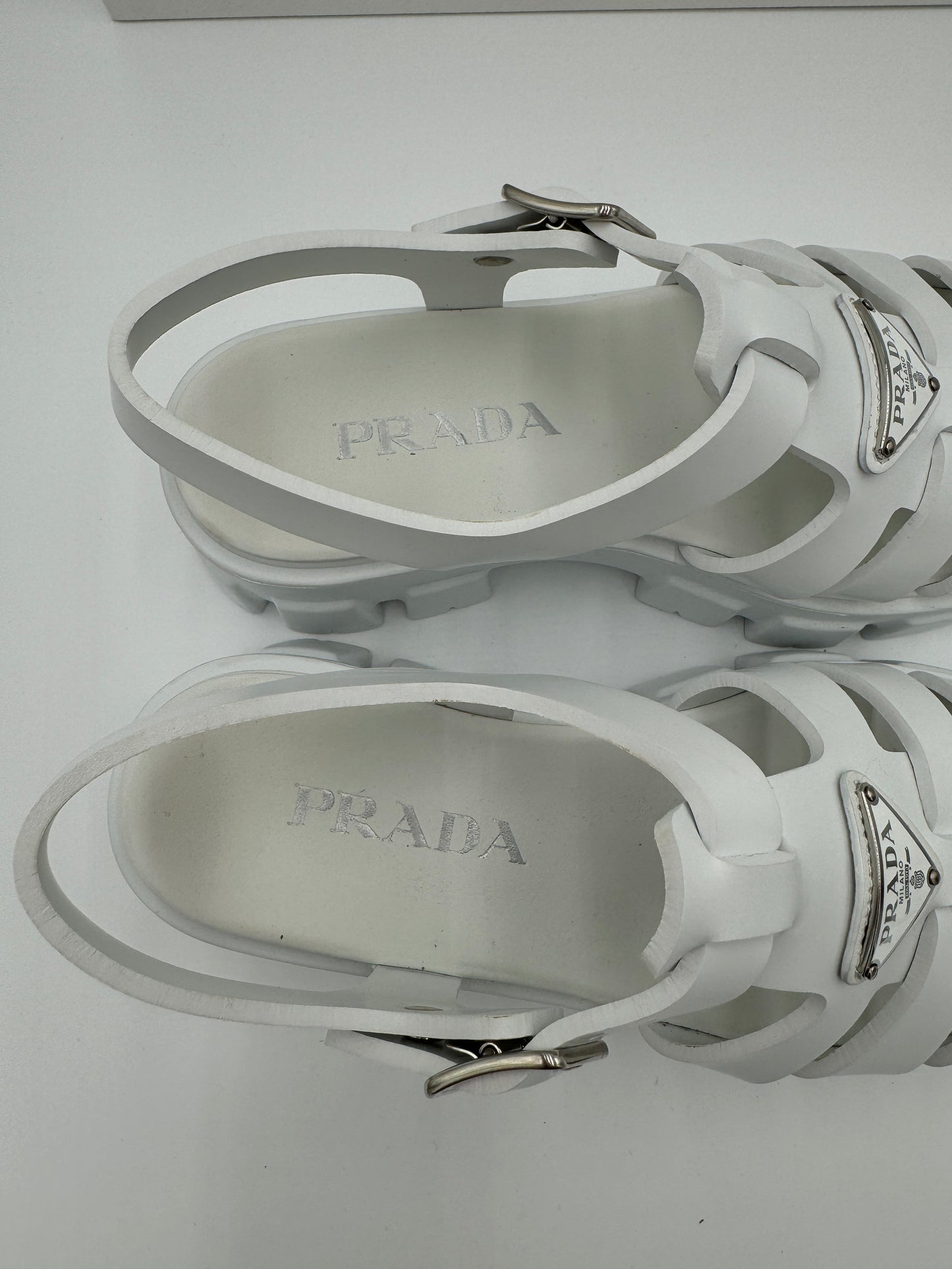 Prada Monolith Caged Rubbed Platform Sandals size 39