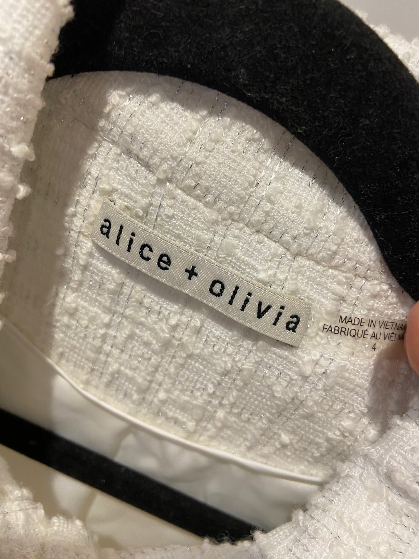 Alice and Olivia Elle Tweed Jacket Off White size 4