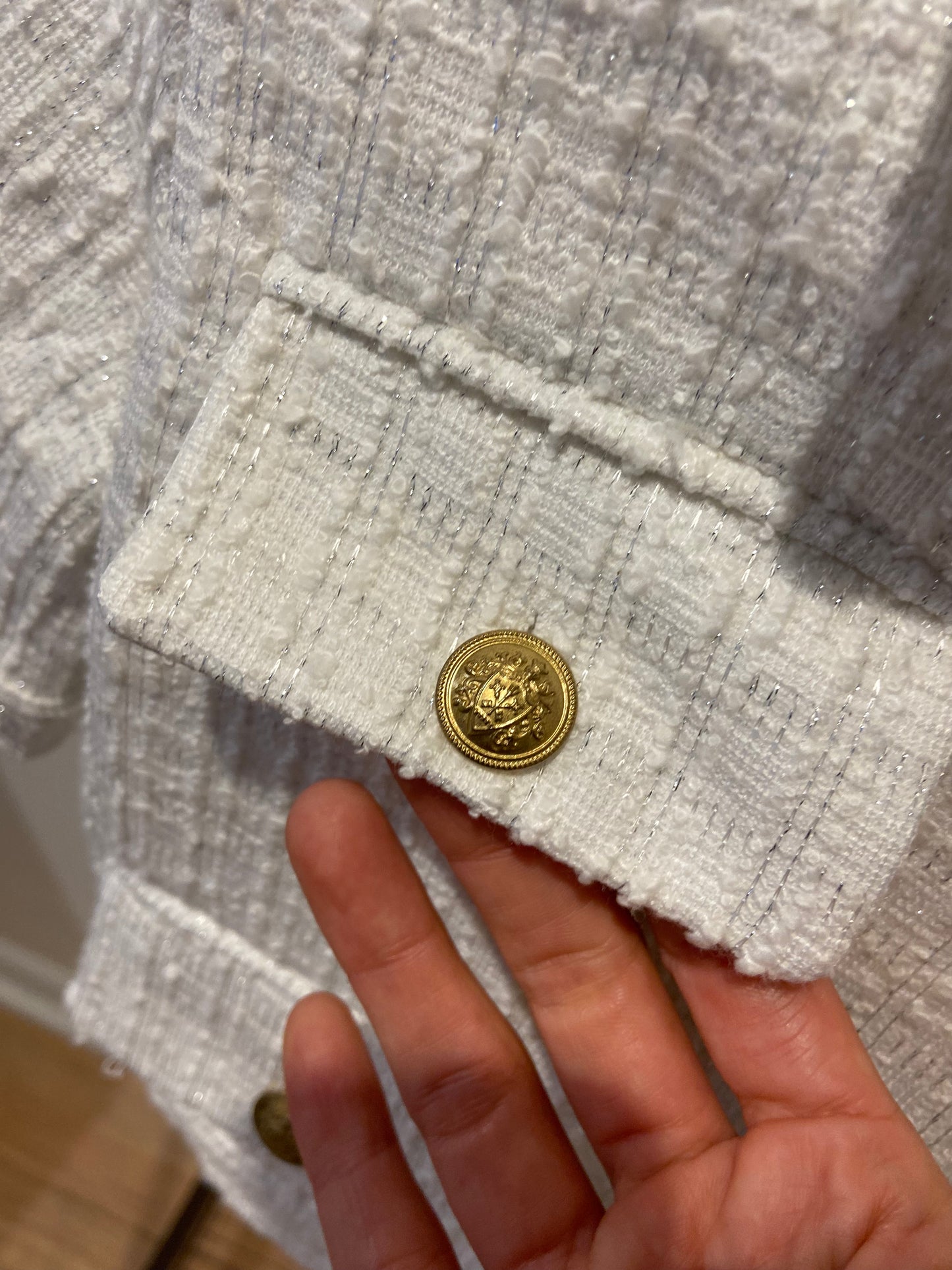 Alice and Olivia Elle Tweed Jacket Off White size 4