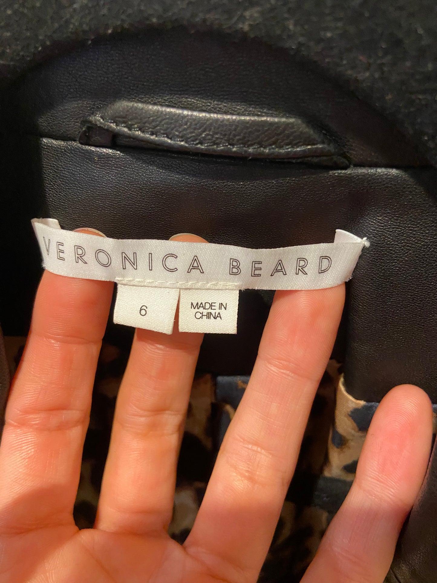 Veronica Beard Nevis Black Leather Cropped Jacket size 6