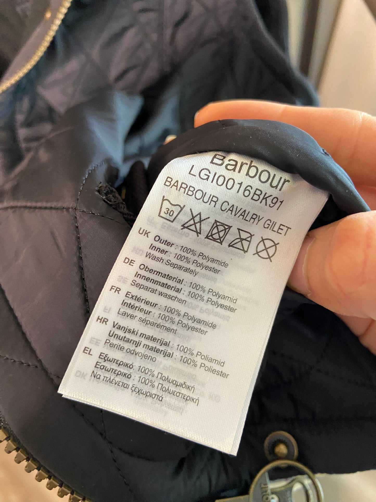 Barbour Cavalry Gilet Vest Navy Blue size 14