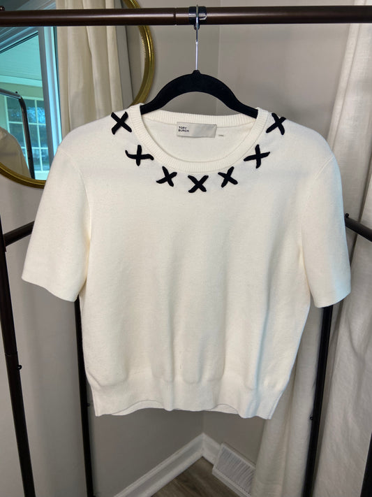 Tory Burch Lace Up Knitted Top size XL