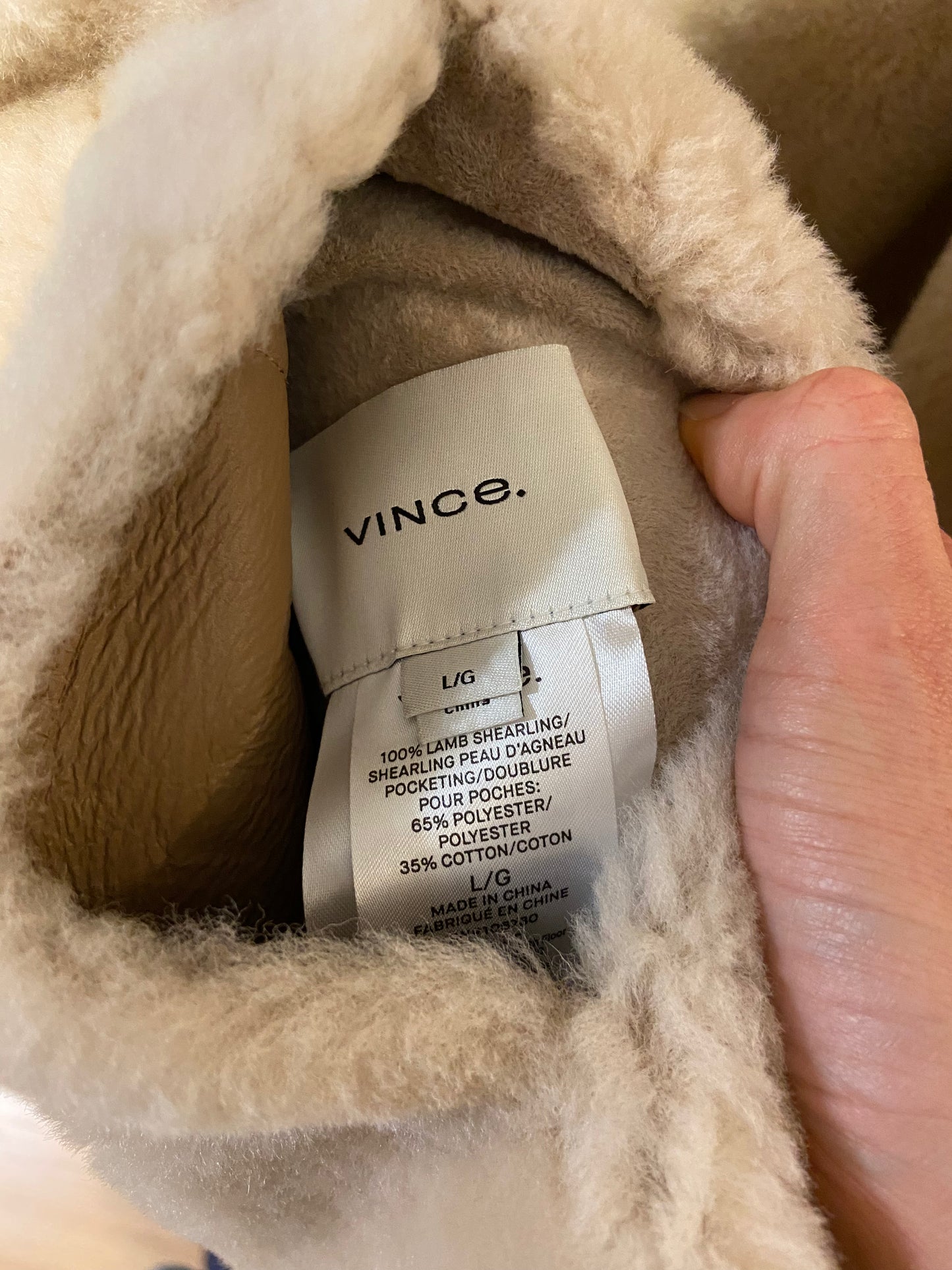 Vince Reversible Lamb Shearling Plush Jacket size L