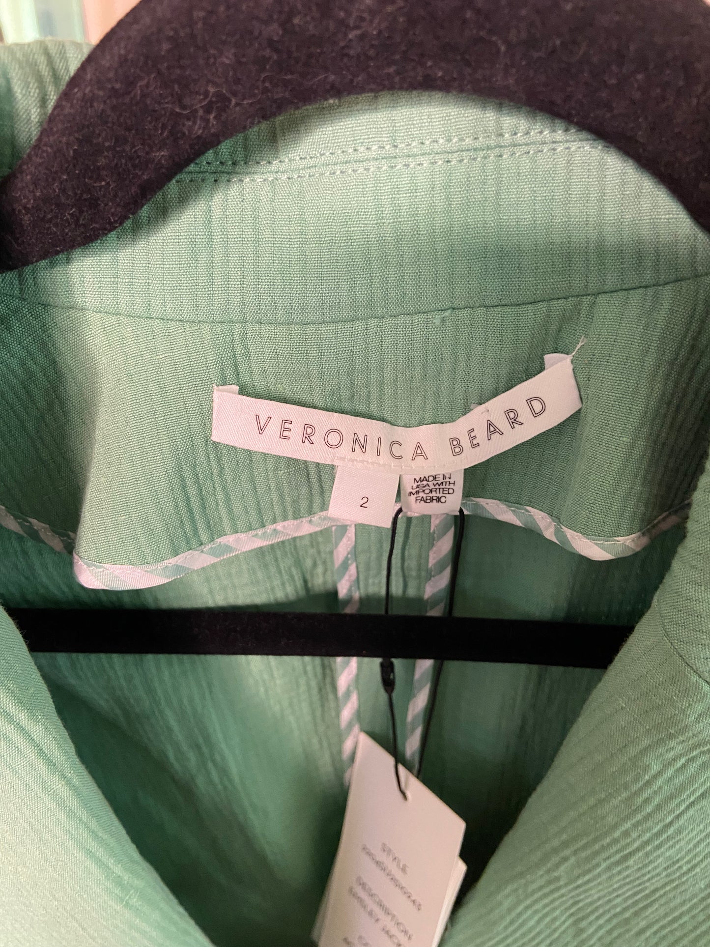 Veronica Beard Agate Green Emsley Linen Jacket size 2