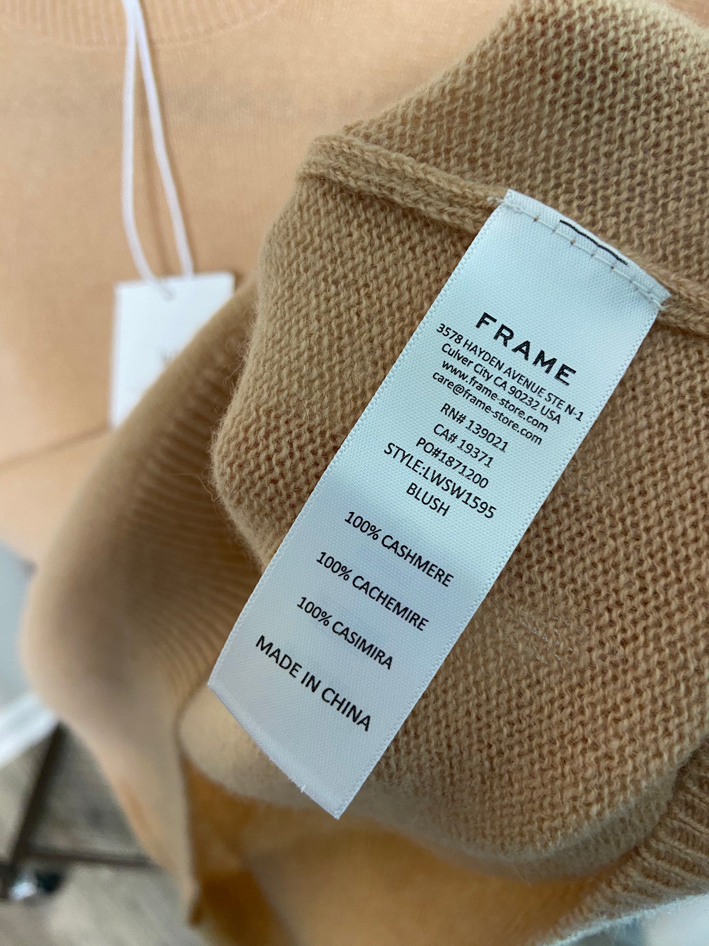 Frame Ruched Sleeve Cashmere Top size L