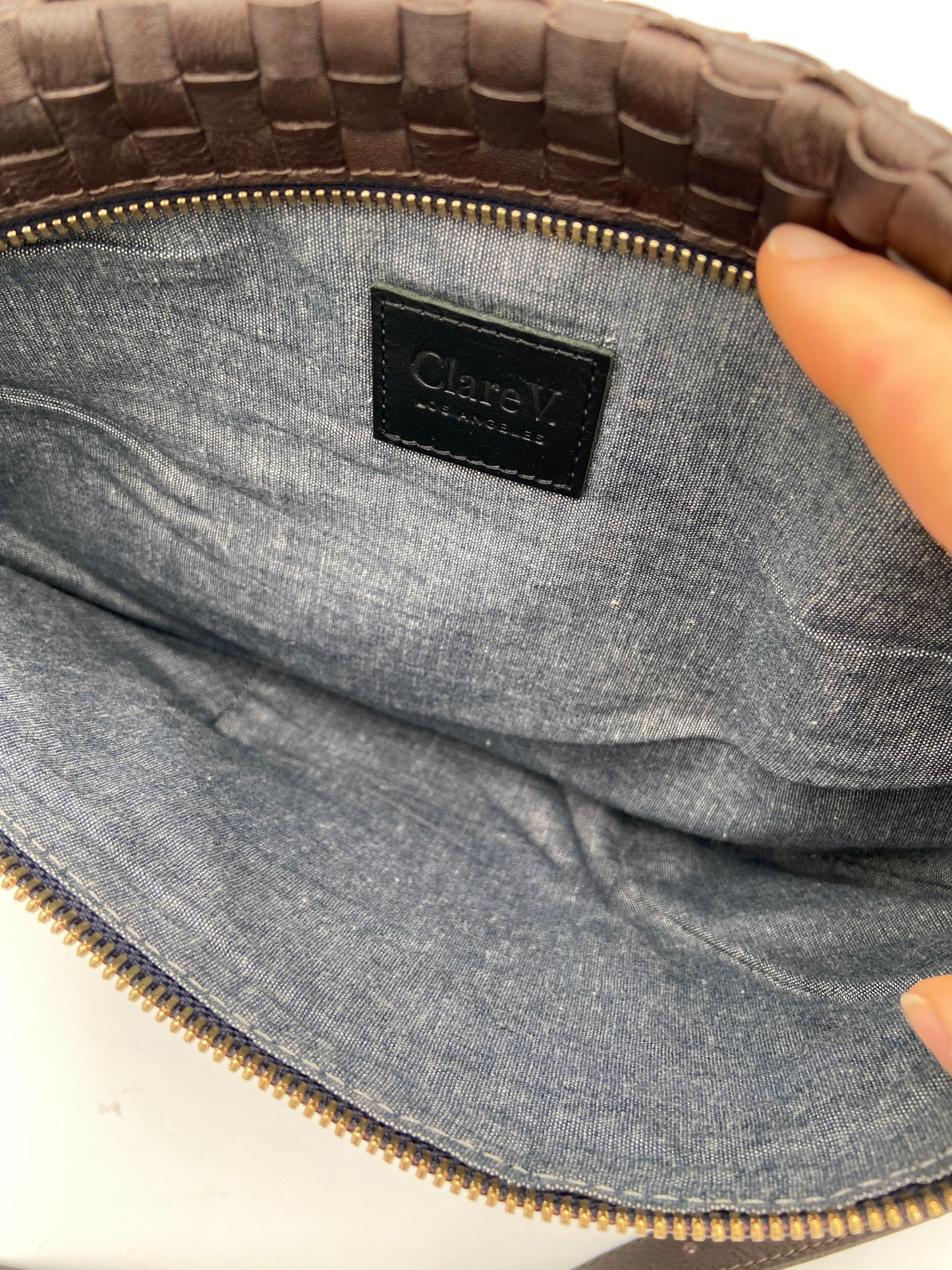 Clare V Grande Fanny in Tobacco Woven Check