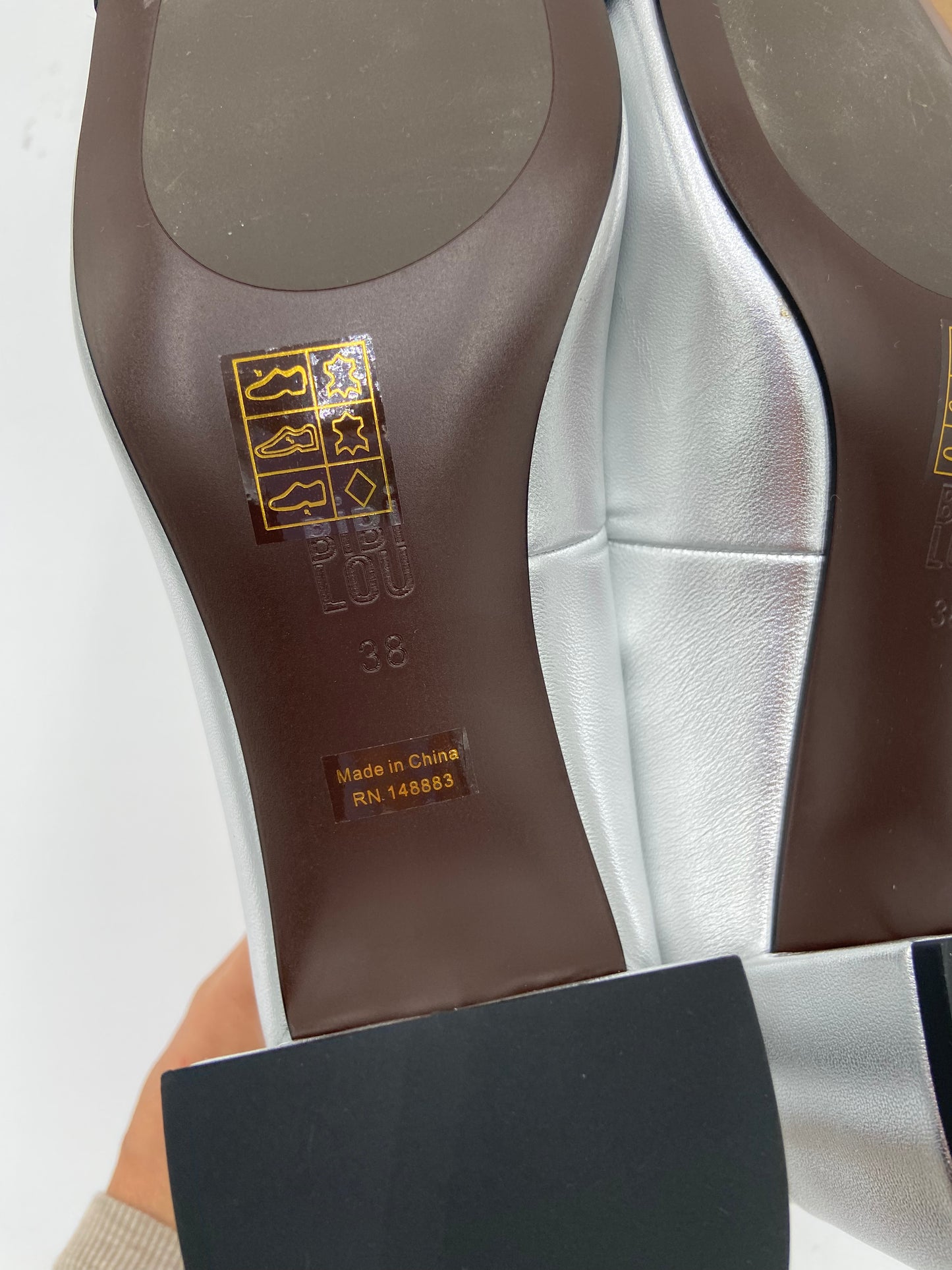 Bibi Lou Daniella Square Toe Pumps in Silver size 38