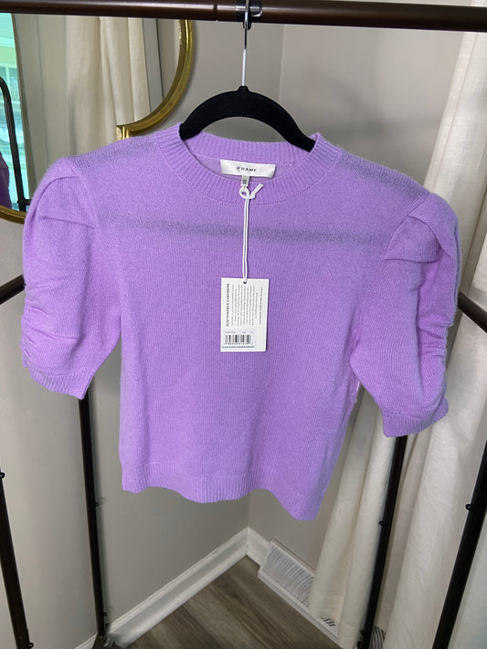 Frame Ruched Sleeve Cashmere Top size XS