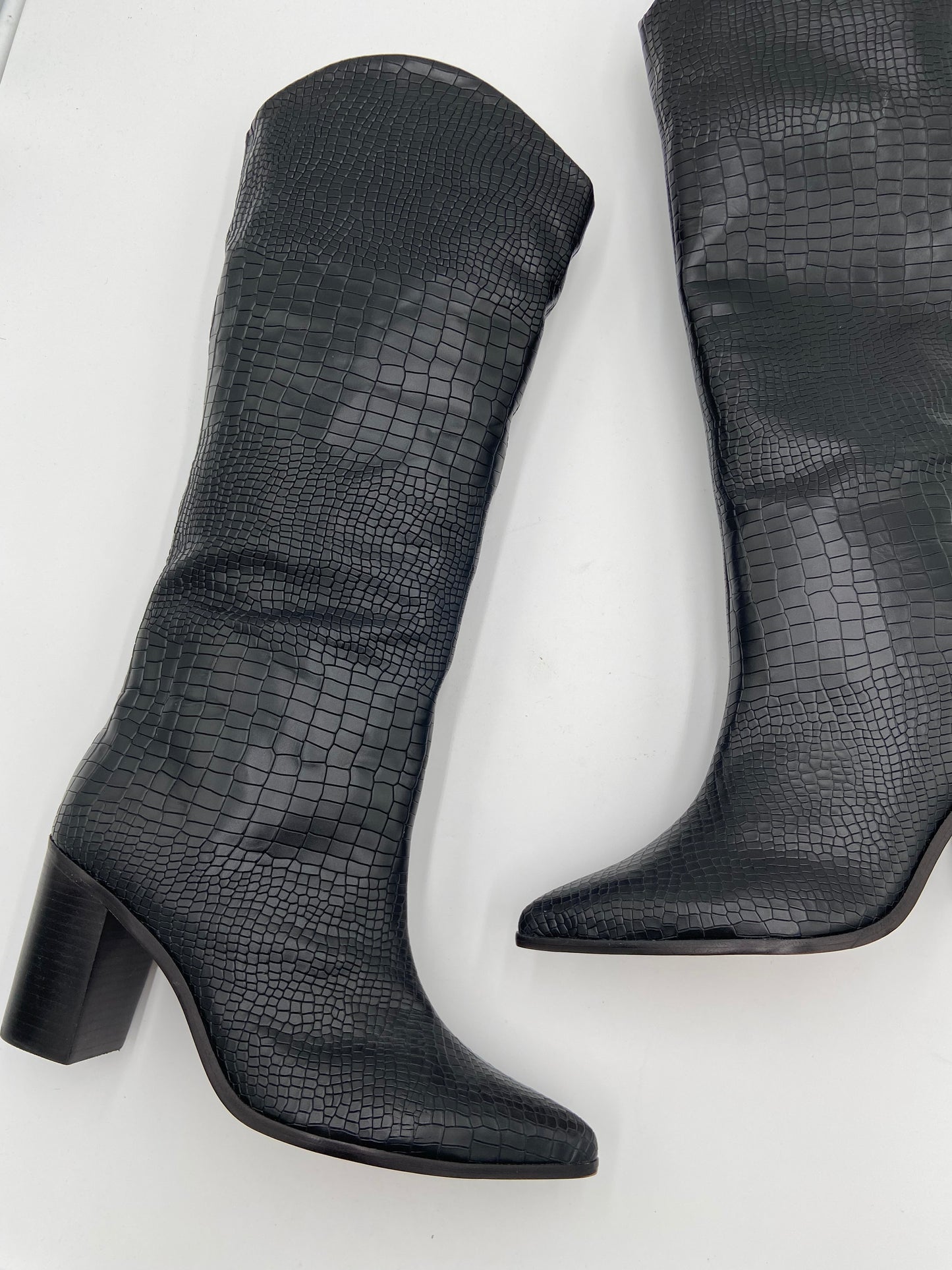 Schutz Maryana Block Boots Croc Black size 11