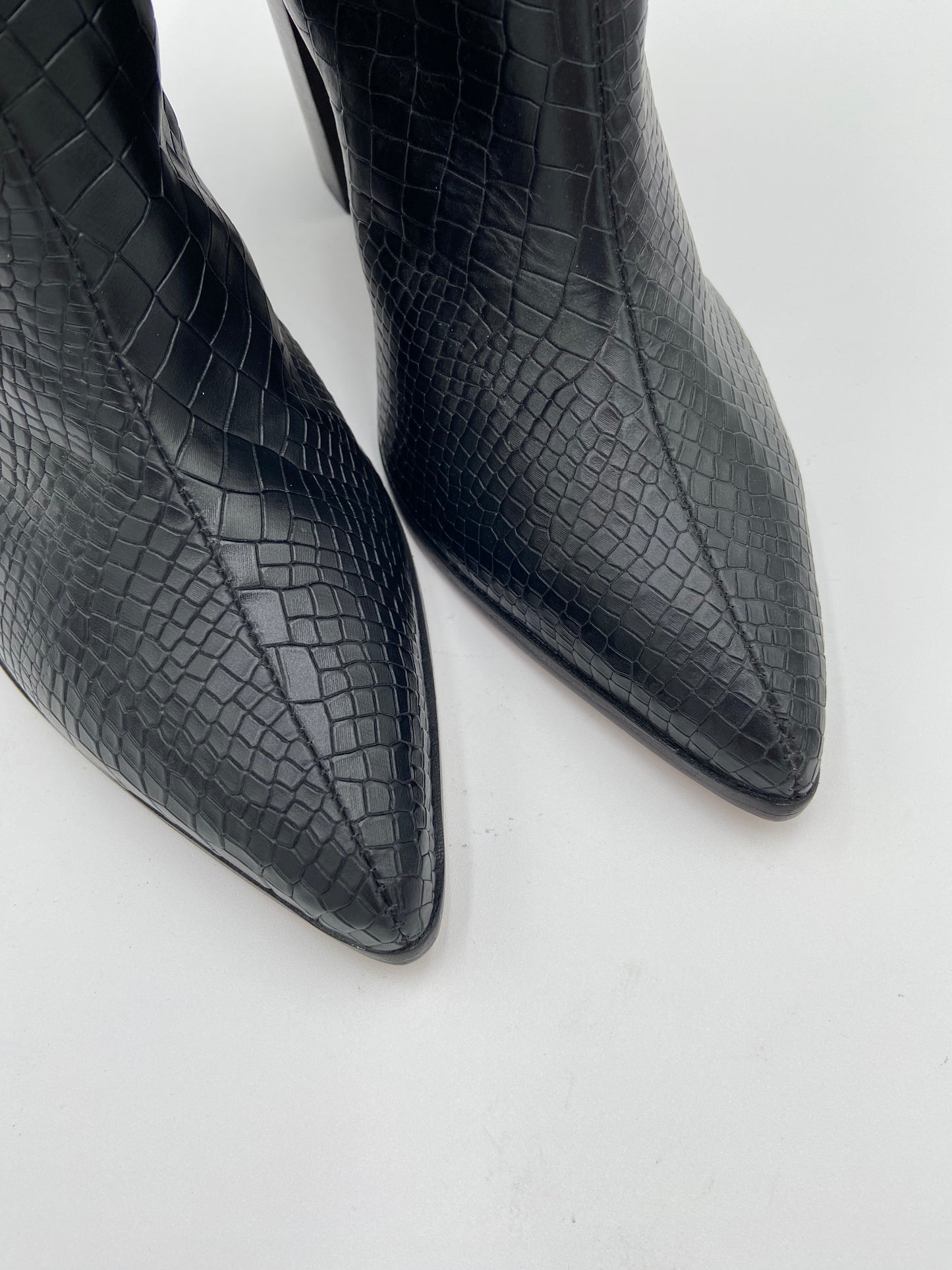 Schutz Maryana Block Boots Croc Black size 11