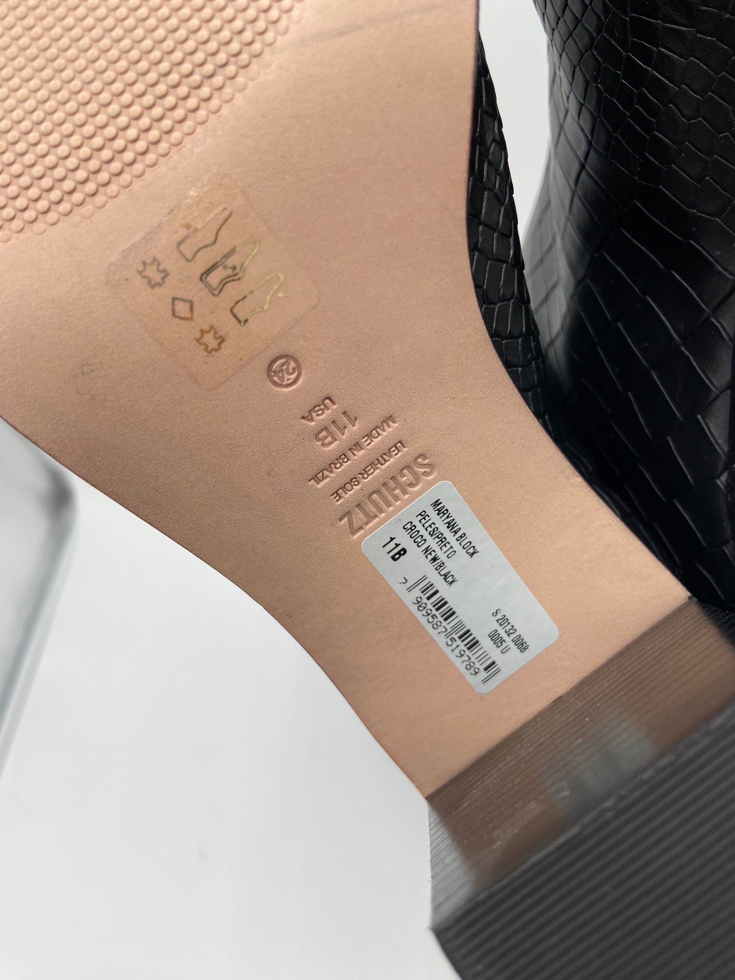 Schutz Maryana Block Boots Croc Black size 11