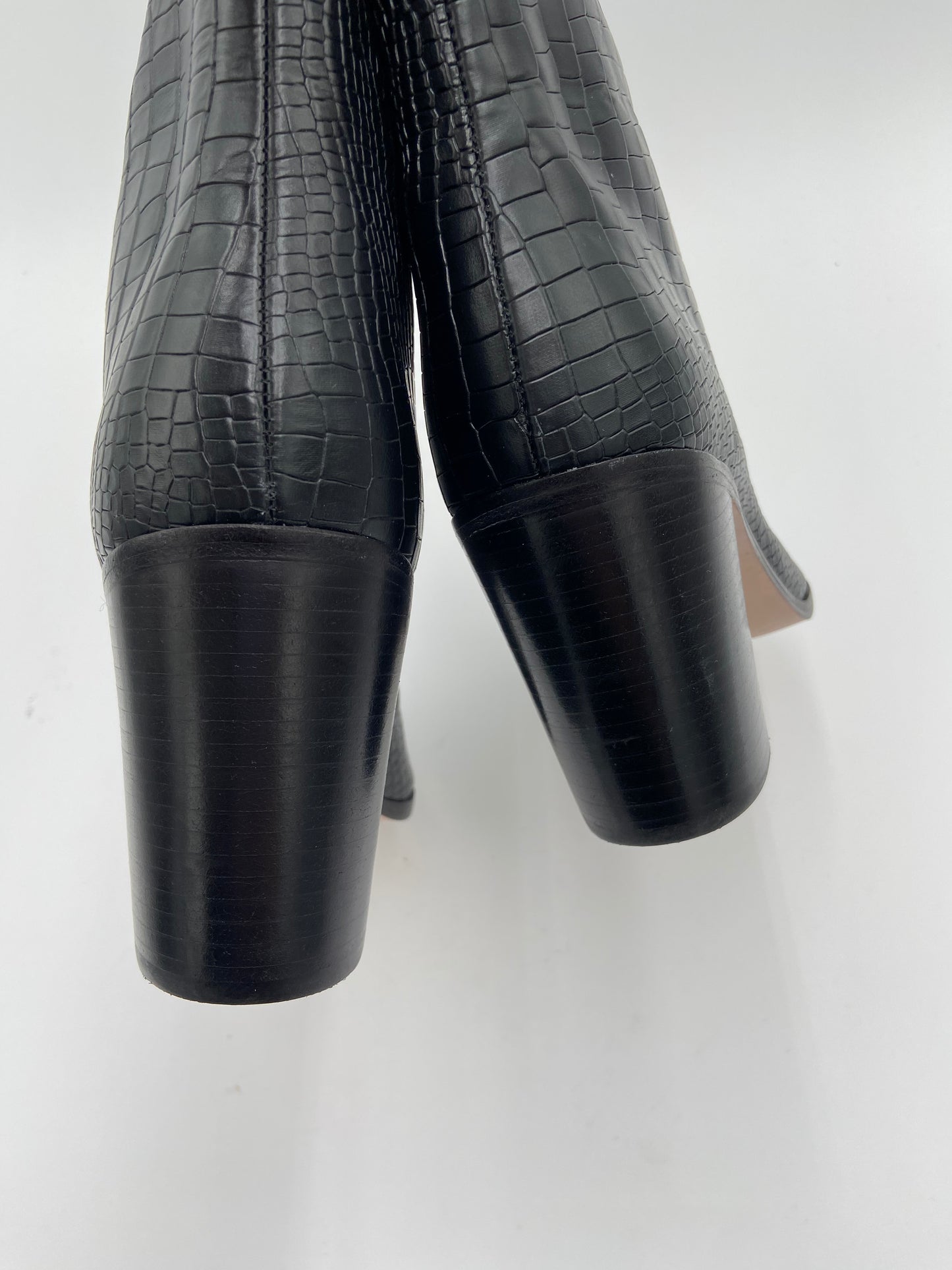 Schutz Maryana Block Boots Croc Black size 11