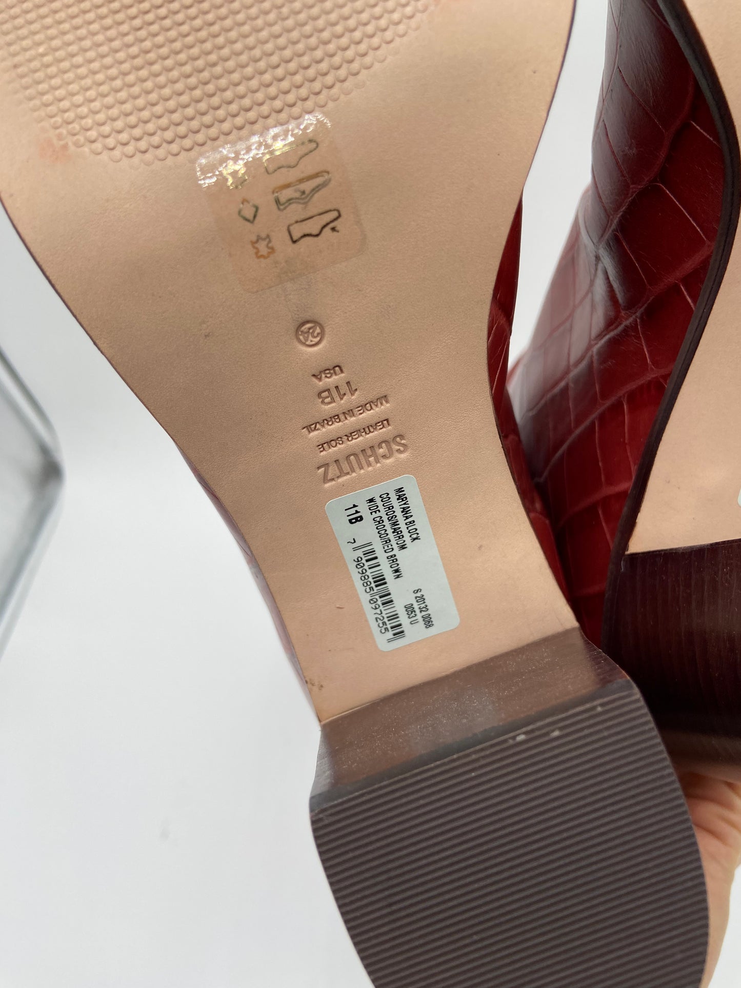 Schutz Maryana Block Boots in Croc Brown Red