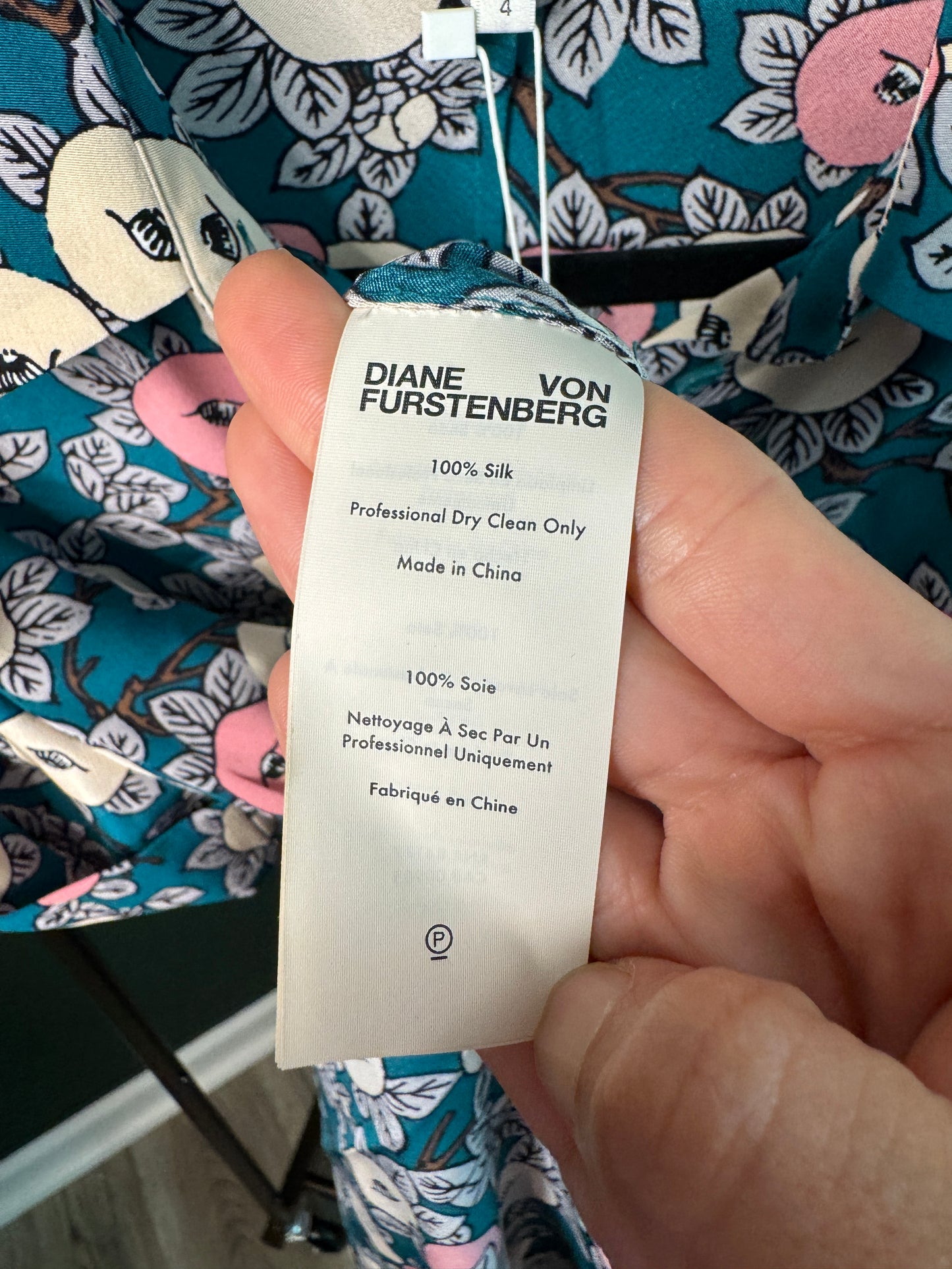 Diane Von Furstenberg Deborah Whimsical Floral Midi Dress size 4