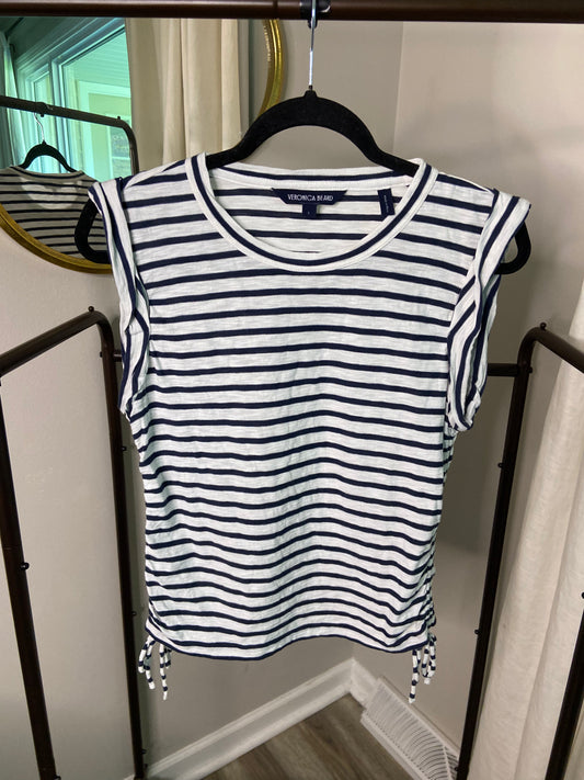 Veronica Beard Vinci Side Ruched Cotton Muscle Tee Tank size S