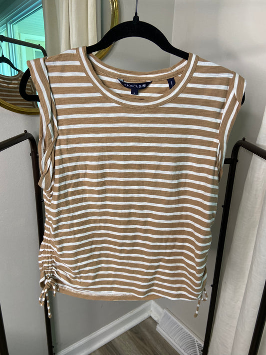 Veronica Beard Vinci Side Ruched Cotton Muscle Tee Tank size M