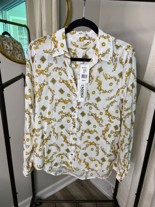 L'Agence Holly Long Sleeve Blouse Top size M