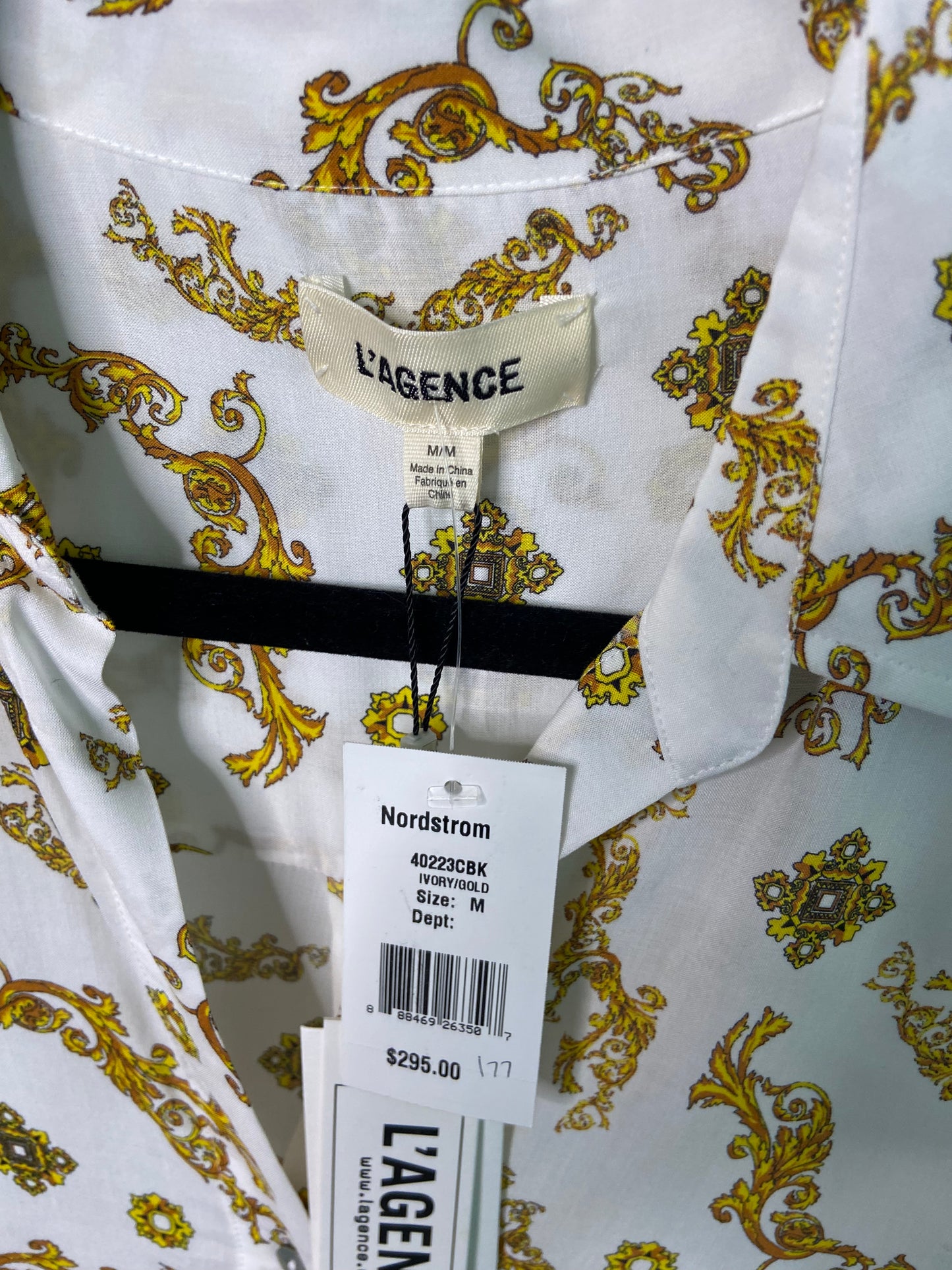 L'Agence Holly Long Sleeve Blouse Top size M