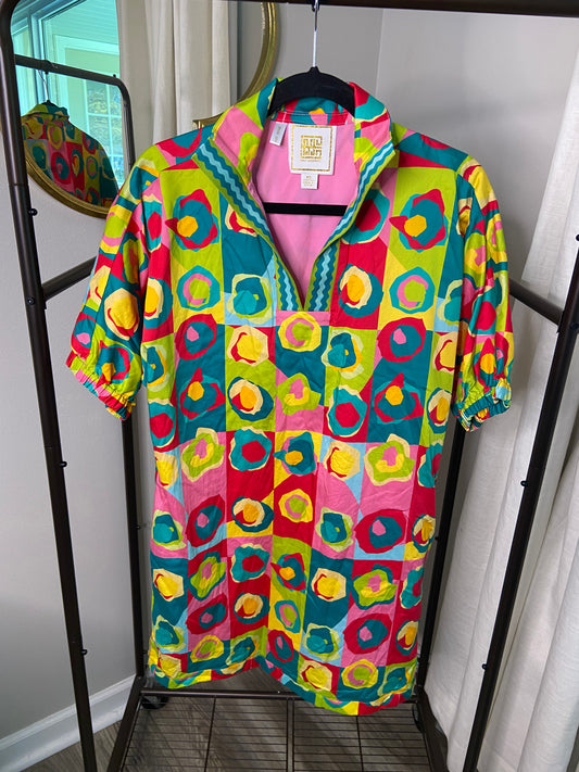 Emily McCarthy Stand Collar Short Sleeve Mini Dress size XS