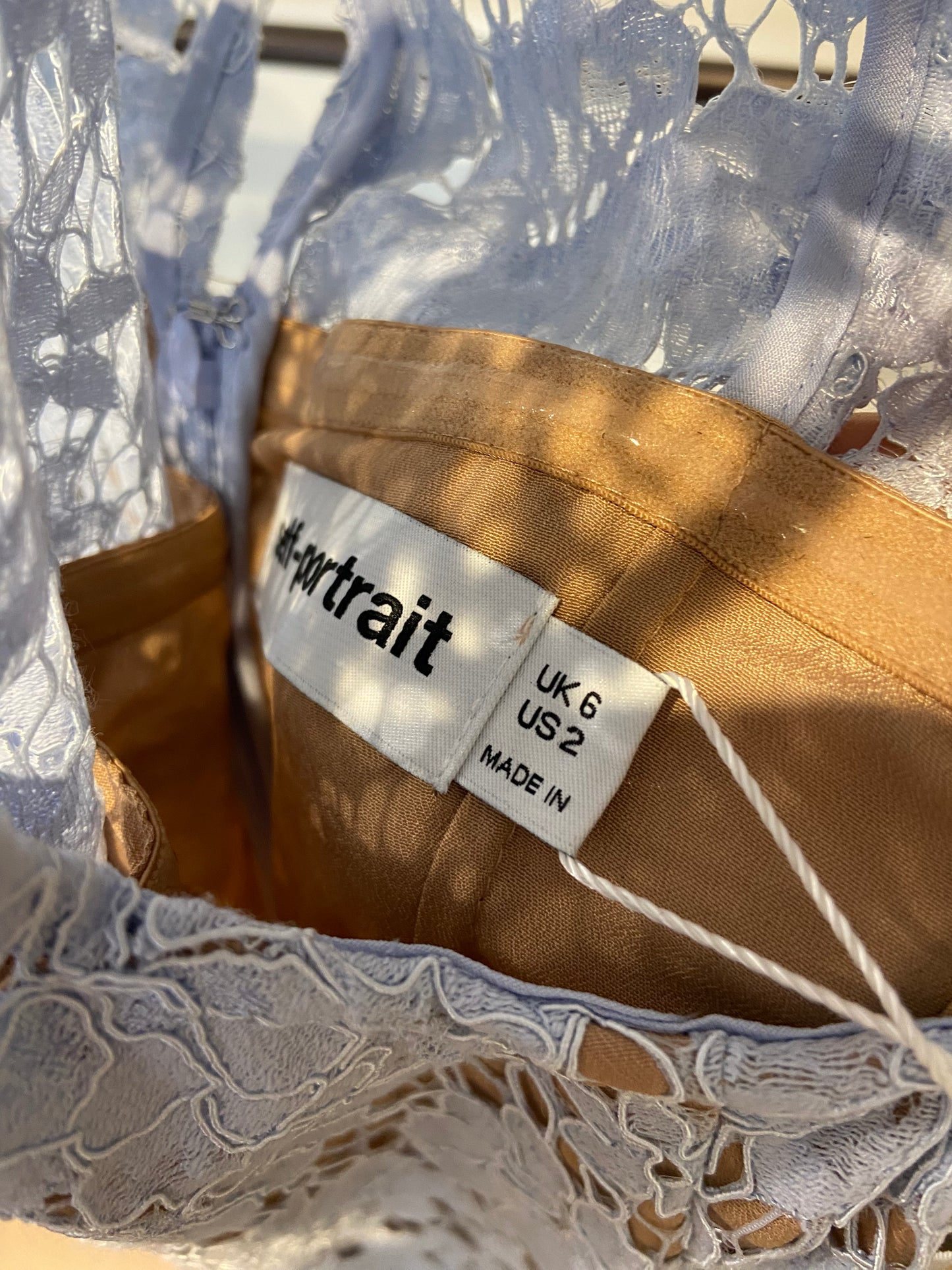 Self Portrait Blue Fine Lace Pearl Midi Dress size US 2