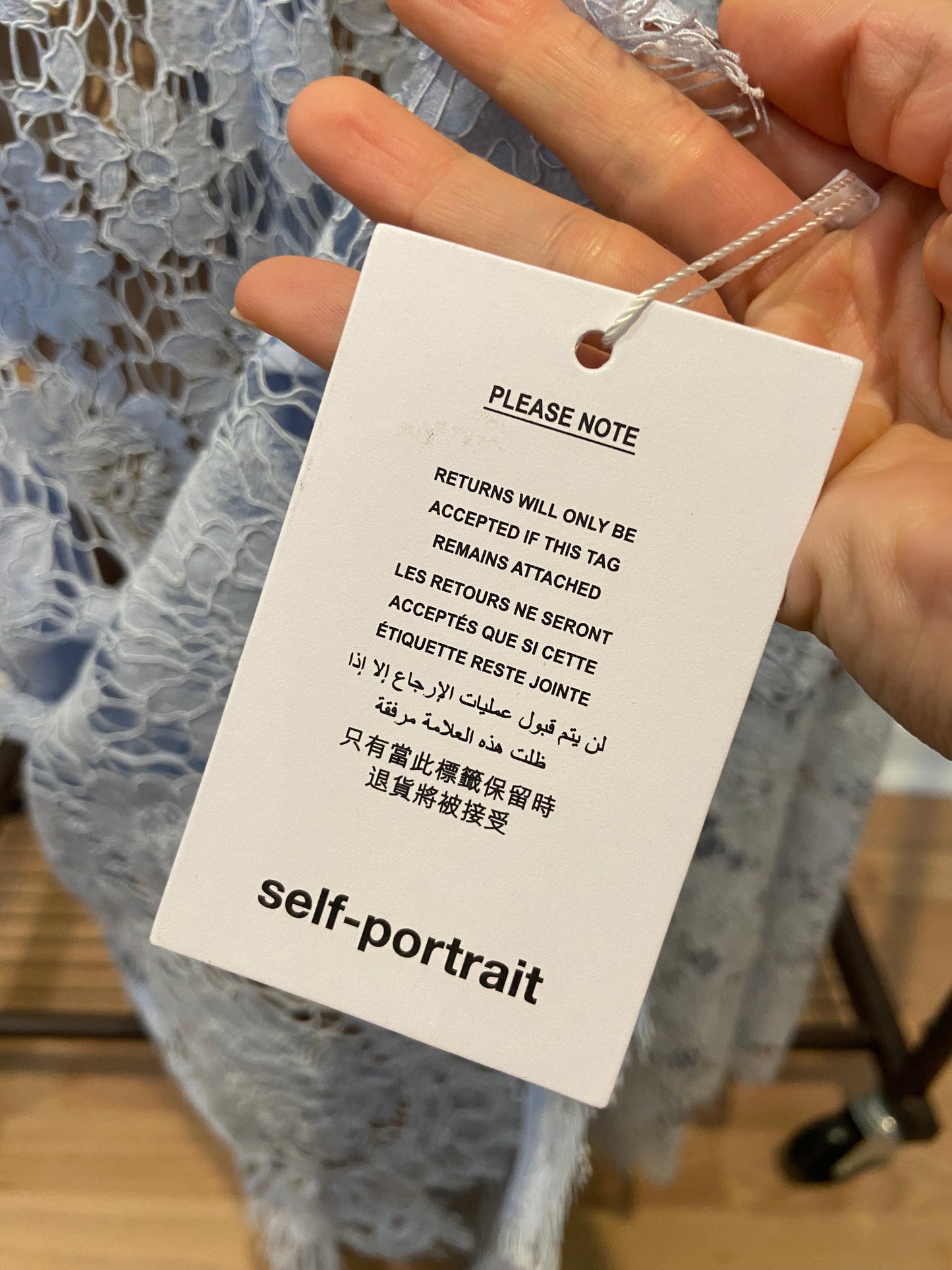 Self Portrait Blue Fine Lace Pearl Midi Dress size US 2