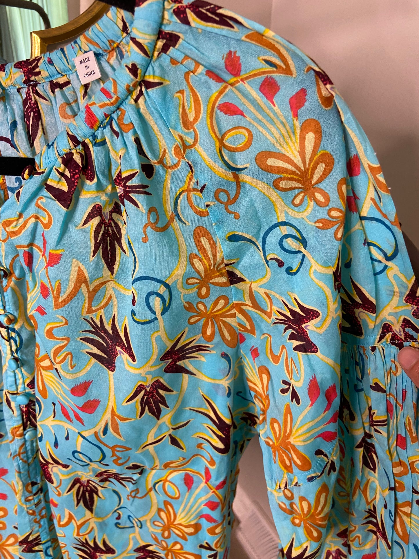 ALC Capri Floral Print Blouse In Grotto Multi size 10