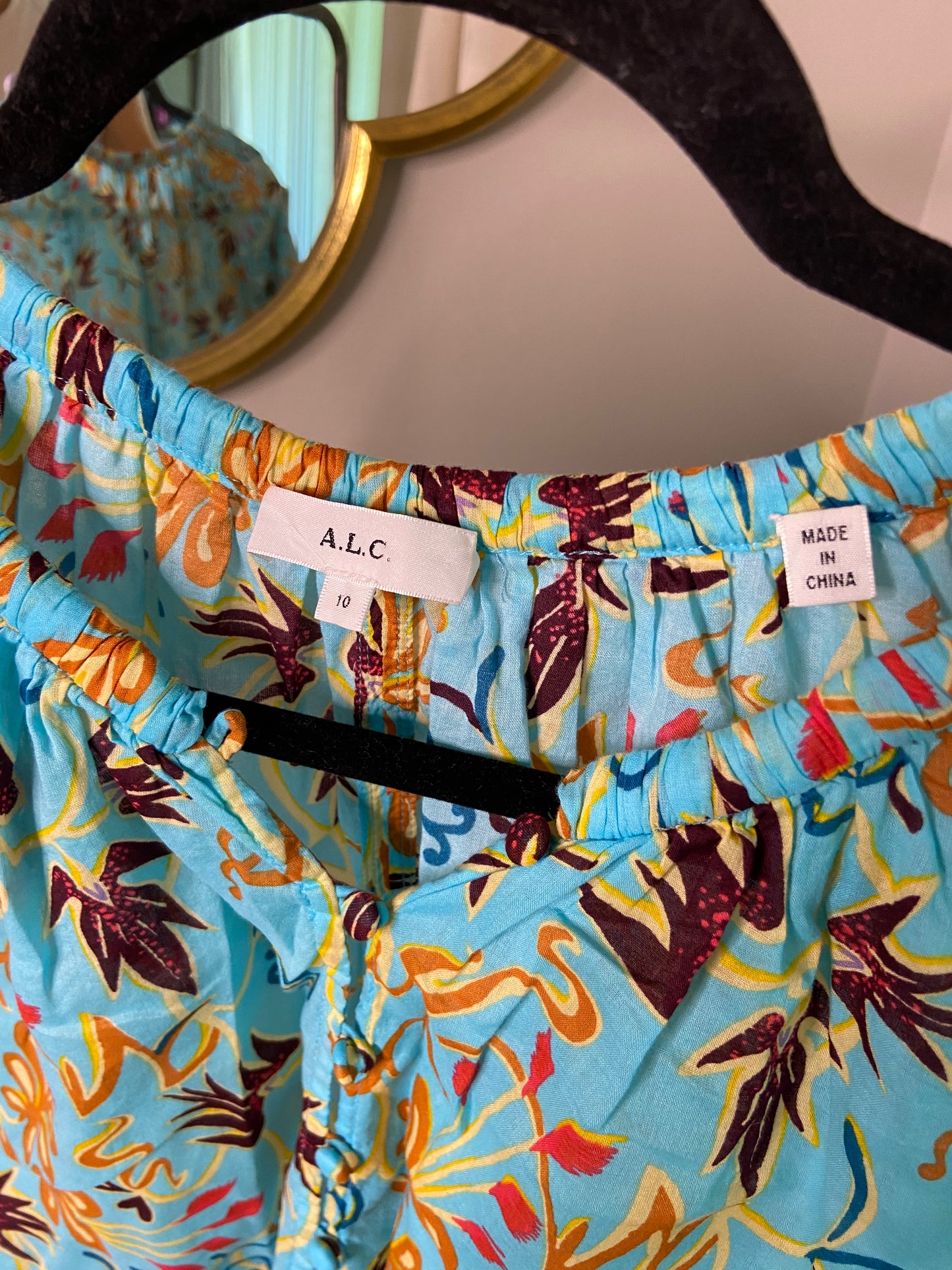 ALC Capri Floral Print Blouse In Grotto Multi size 10