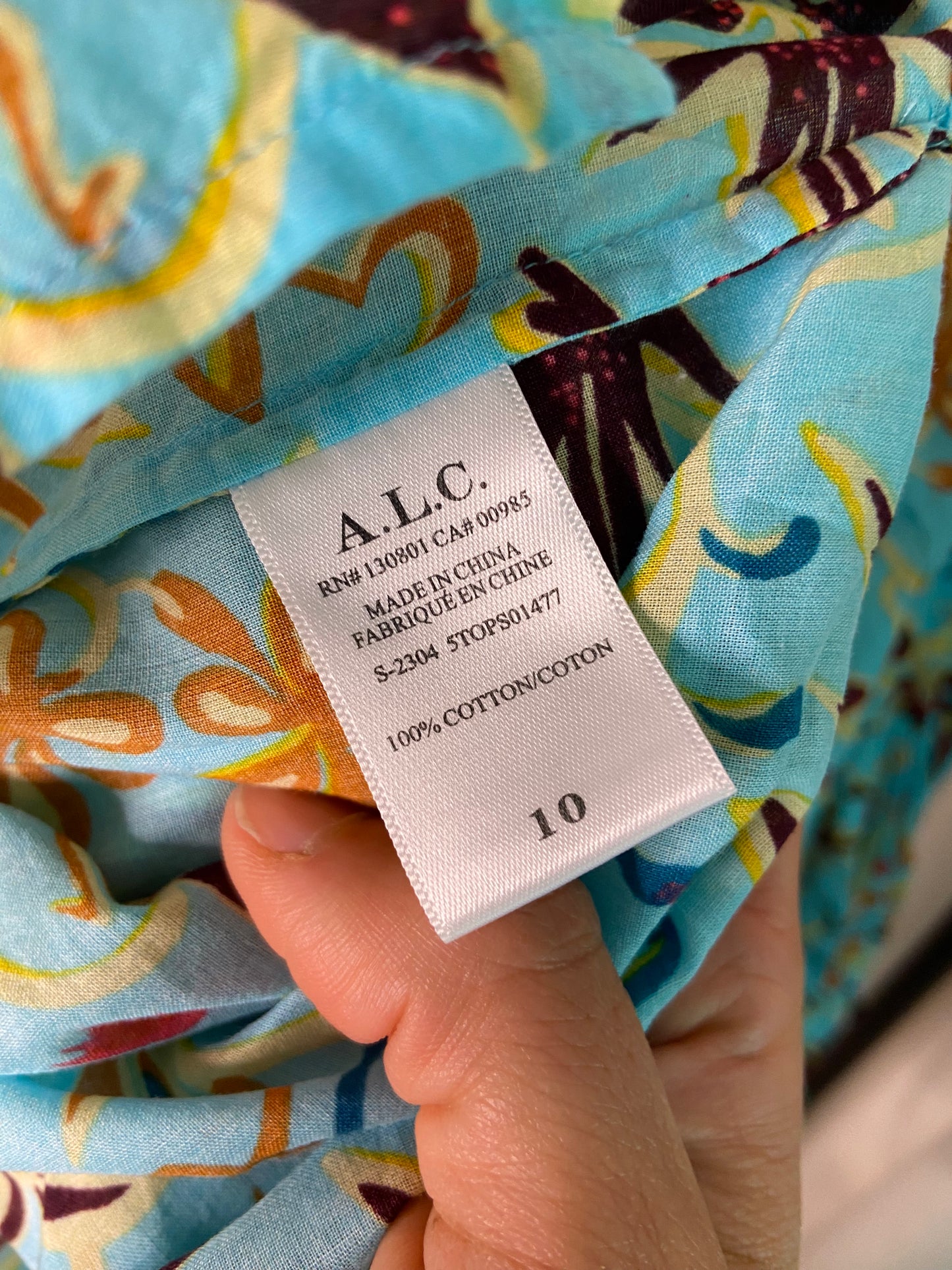 ALC Capri Floral Print Blouse In Grotto Multi size 10
