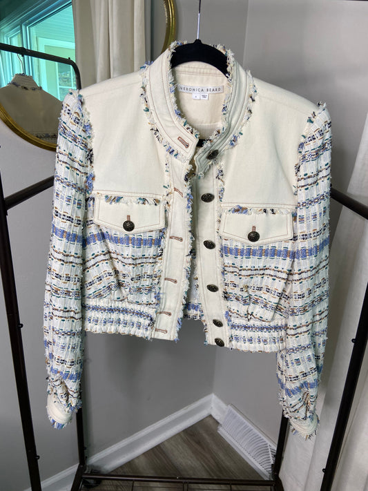 Veronica Beard Darren Jacket in Tweed Ecru Multi size 4