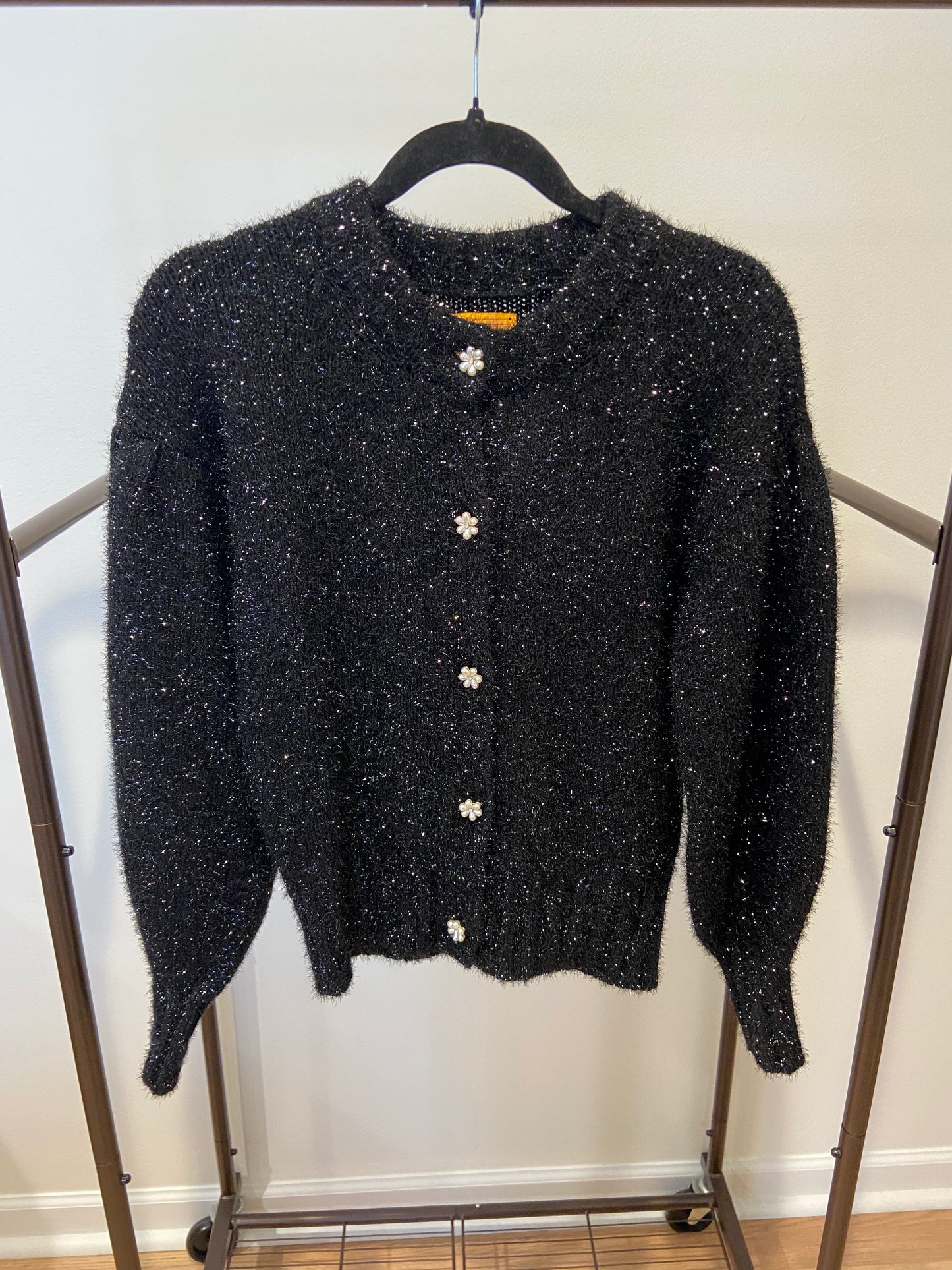 Le Lion Tinsel Treviso Cardigan Black with Lurex size XS