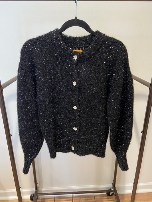 Le Lion Tinsel Treviso Cardigan Black with Lurex size XS