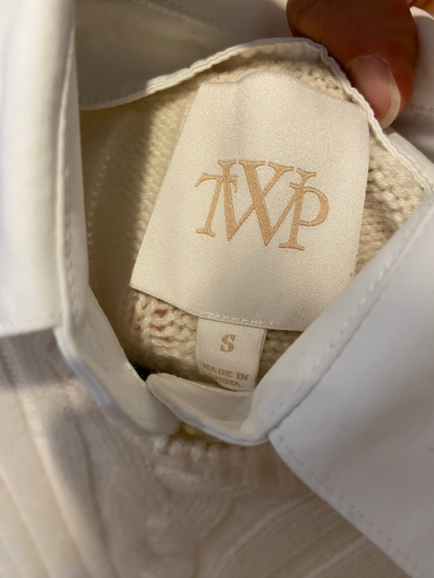 TWP Boy Cashmere Cable Sweater with Removable Shirt Collar size S