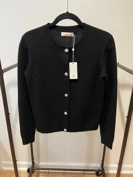 Tory Burch Wool Crystal Button Cardigan Black size XS