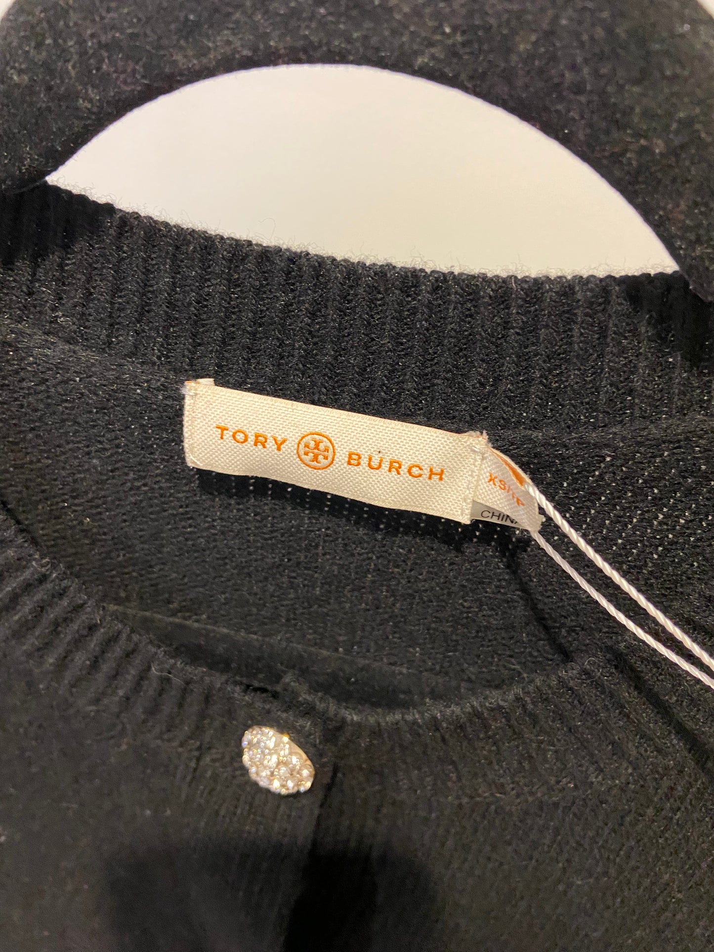 Tory Burch Wool Crystal Button Cardigan Black size XS