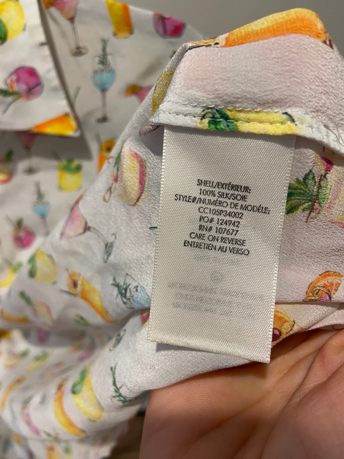 Alice and Olivia Willa Cocktail Print Silk Blouse size M