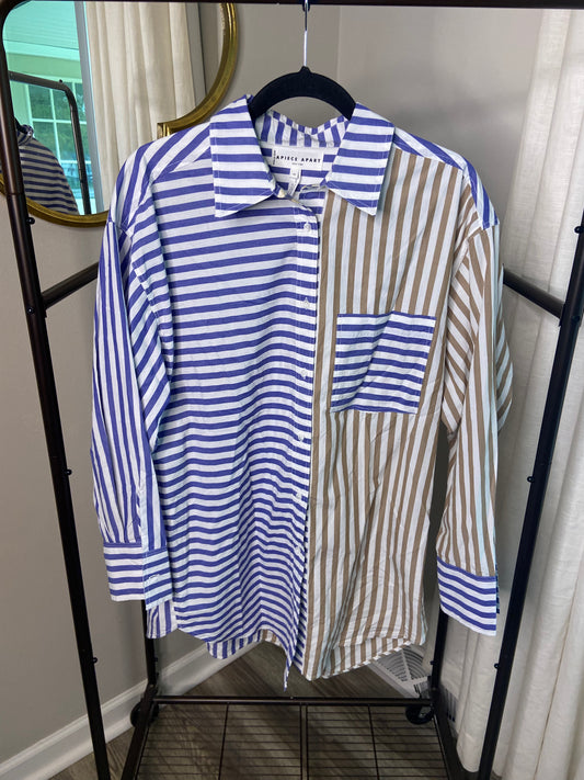 Apice Apart Striped Oversized Button Down size M