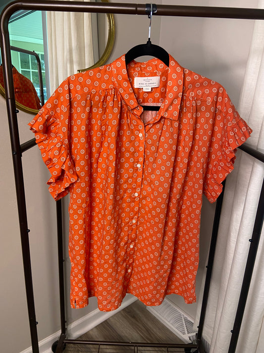 Trovata Birds of Paradis Marianne B Ruffle Sleeve Shirt size L