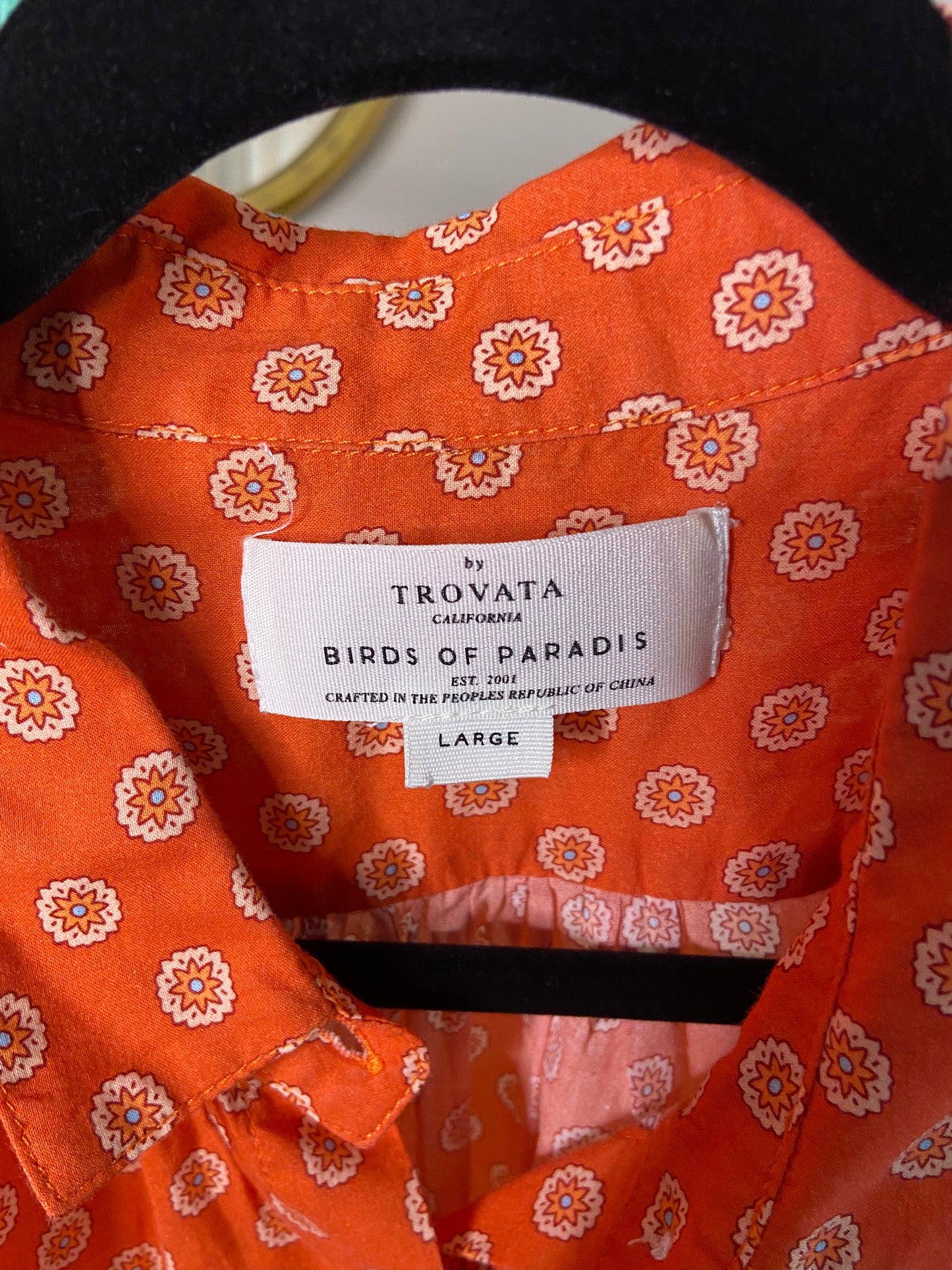 Trovata Birds of Paradis Marianne B Ruffle Sleeve Shirt size L